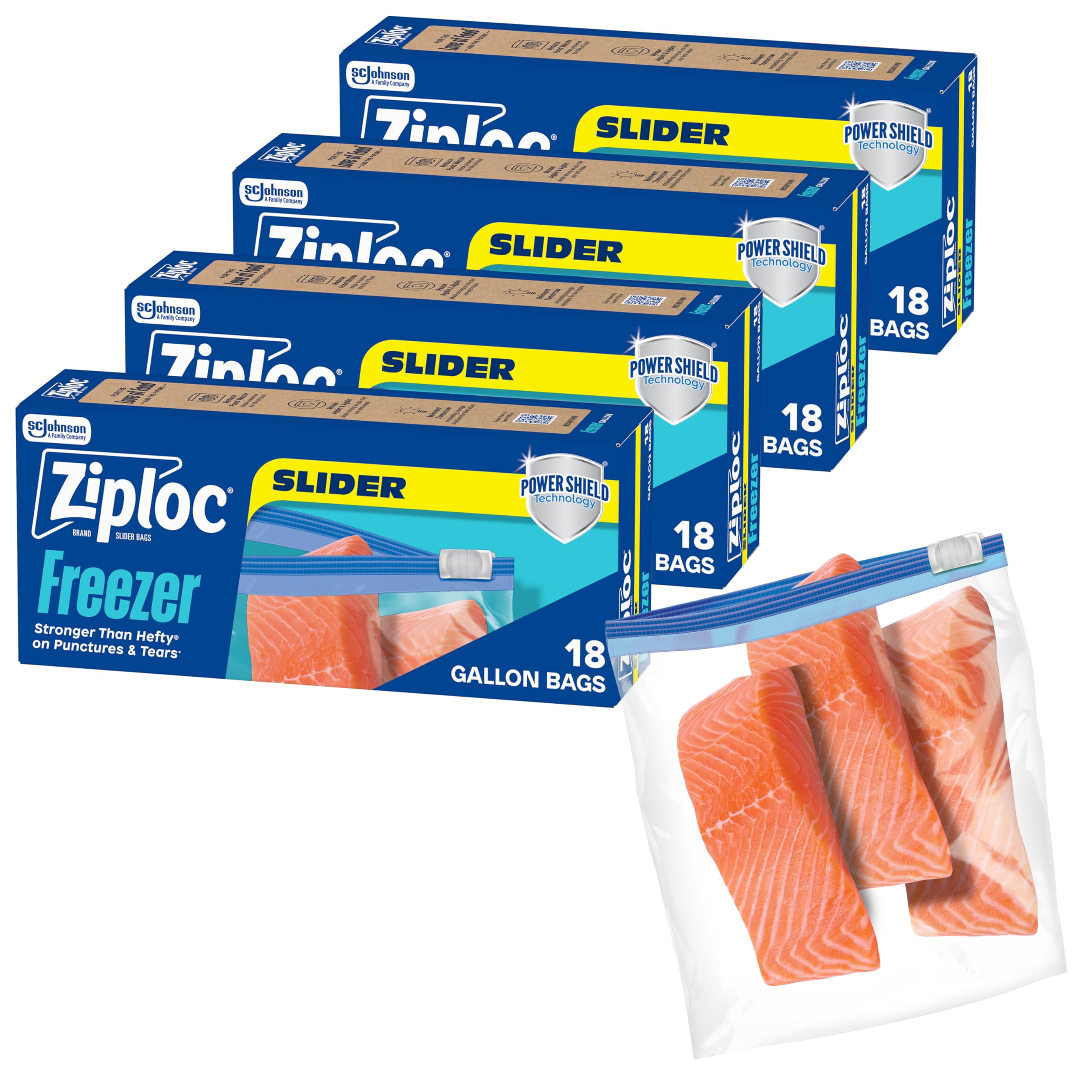 Amazon.com: Ziploc Food Storage Gallon Freezer Slider Bags, Power