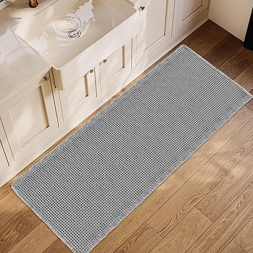 Miniatura 22 de ZALL Tapete de baño con diseño de gofres, color negro, súper absorbente, antideslizante, diseño geométrico de rombos de 17 x 24 pulgadas, lavable a