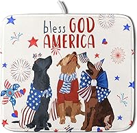 Vista 104 de Tapete de secado de platos con diseño de pájaro rojo de Feliz Navidad, absorbente y de secado rápido, protector para encimera de cocina, 18 x 24