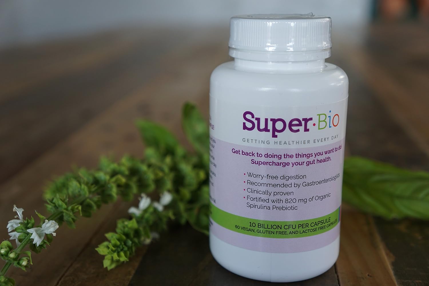 SuperBio Probiotic with The Spirulina Promotes 600% More Healthy Bacteria Growth. Treat Your Body to The Best Organic Probiotic with Prebiotic Spirulina for Women and Men