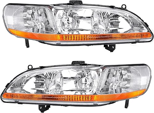 Miniatura 8 de AUTOSAVER88 Conjunto de faros delanteros compatible con Accord 2008-2012 de 4 puertas Sedan de repuesto de carcasa cromada ámbar reflector  Juego de