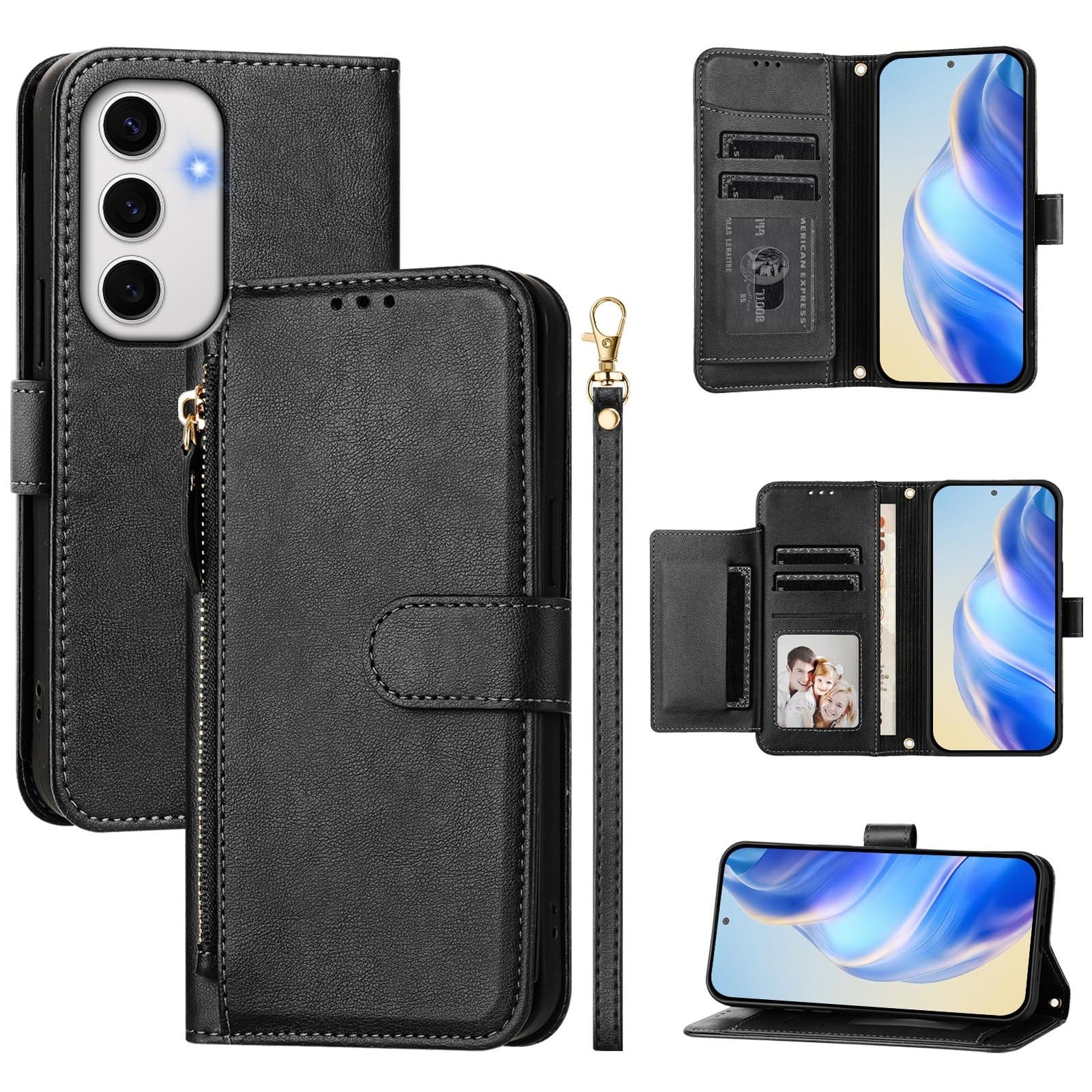 Étui portefeuille Galaxy S10E noir magnétique anti-choc multifonction - 8