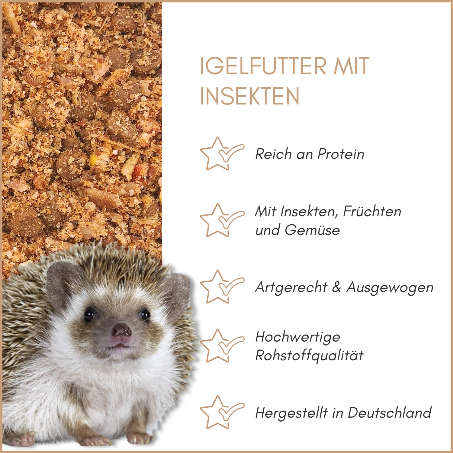 Supravit Igelfutter mit Insekten 5 kg - Speziell auf Igel abgestimmt mit Insekten, Mehlwürmer, Früchten & Gemüse - Hochwertiges Futter für Igel zum Überwintern