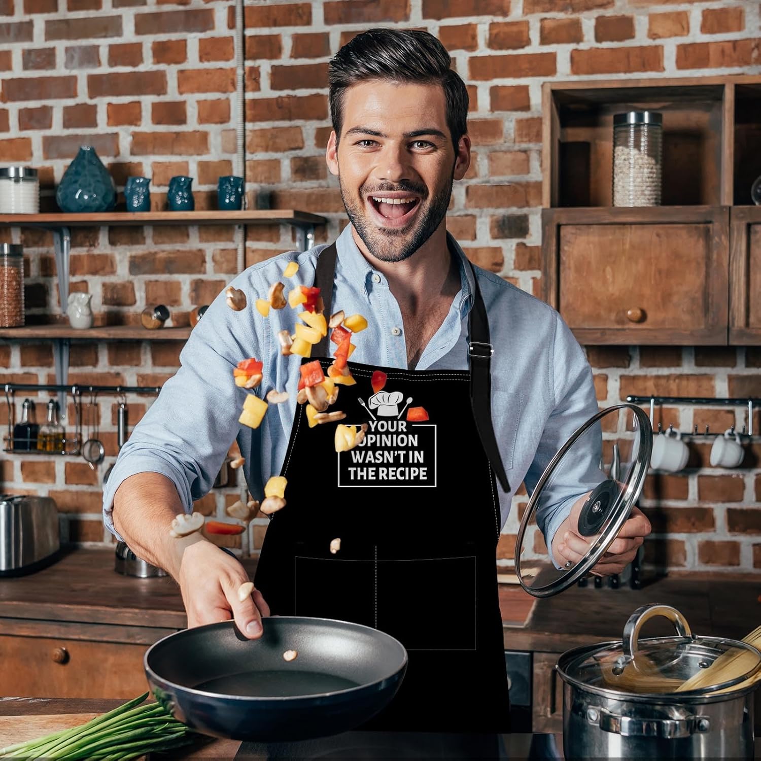 Father's Day Gifts Boyfriend Husband Apron for Men Kitchen Cooking Adjustable Bib with Pockets Aprons Funny Naughty Gift - Image 5