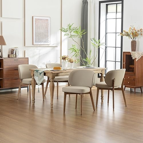 Miniatura 64 de Juego de 6 sillas de comedor YOUNIKE estilo mediados de siglo moderno, silla de cocina con respaldo alto de tela bouclé tapizada, silla sin brazos,