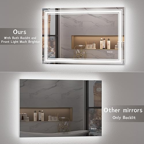 Miniatura 6 de Espejo de baño LED para pared de 72 x 40 pulgadas, espejo de tocador grande iluminado con luces, regulable, antivaho, a prueba de roturas, luces