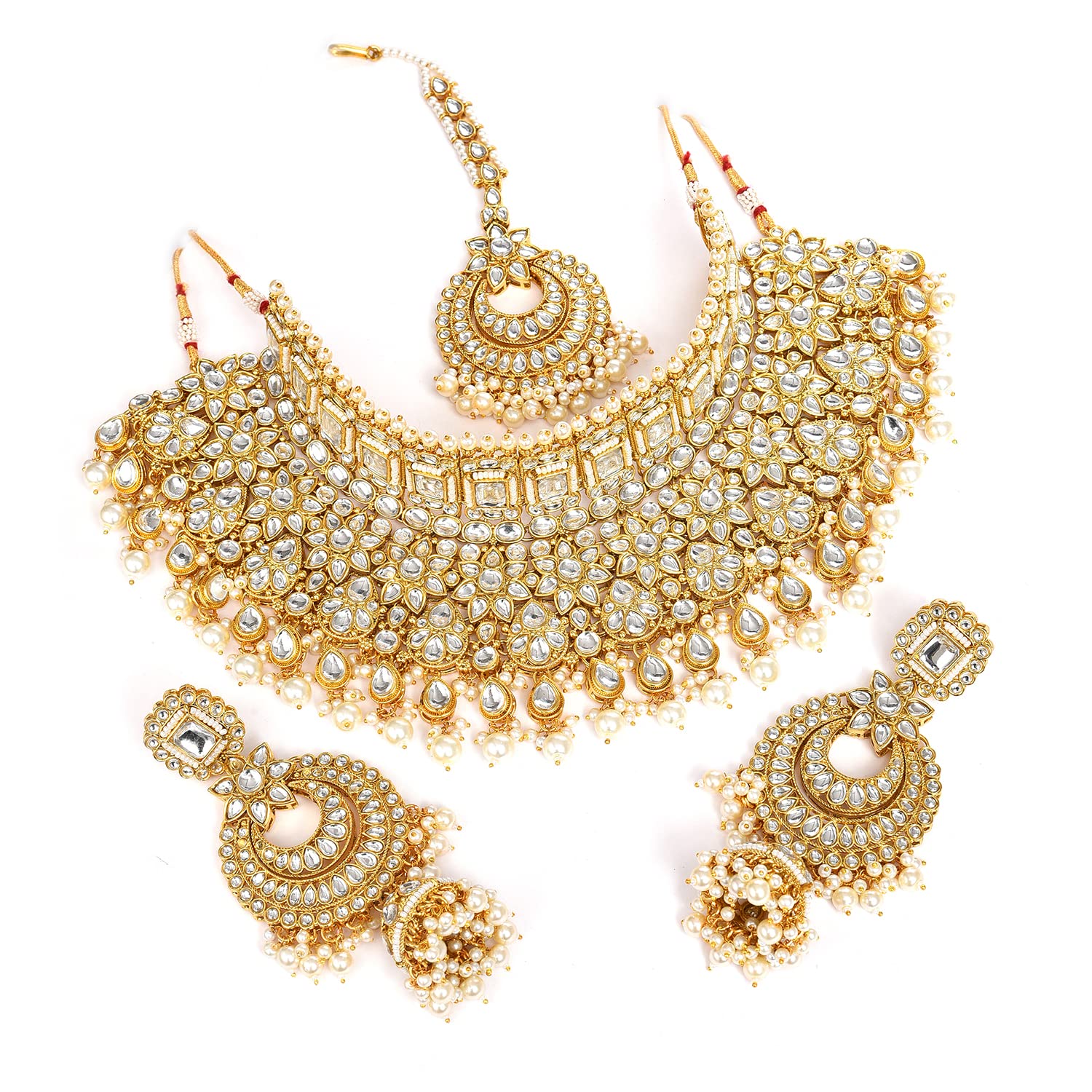 SOHI Gold-Plated Kundan Stone Jewellery Set For Women, Choker Necklace, Earrings & Maangtika, Antique Jewellery Set For Women, Gold Plated Jewellery Set For Women Traditional, Kundan Jewellery, Alloy (B0B572WLZ7) Amazon Price History, Amazon Price Tracker