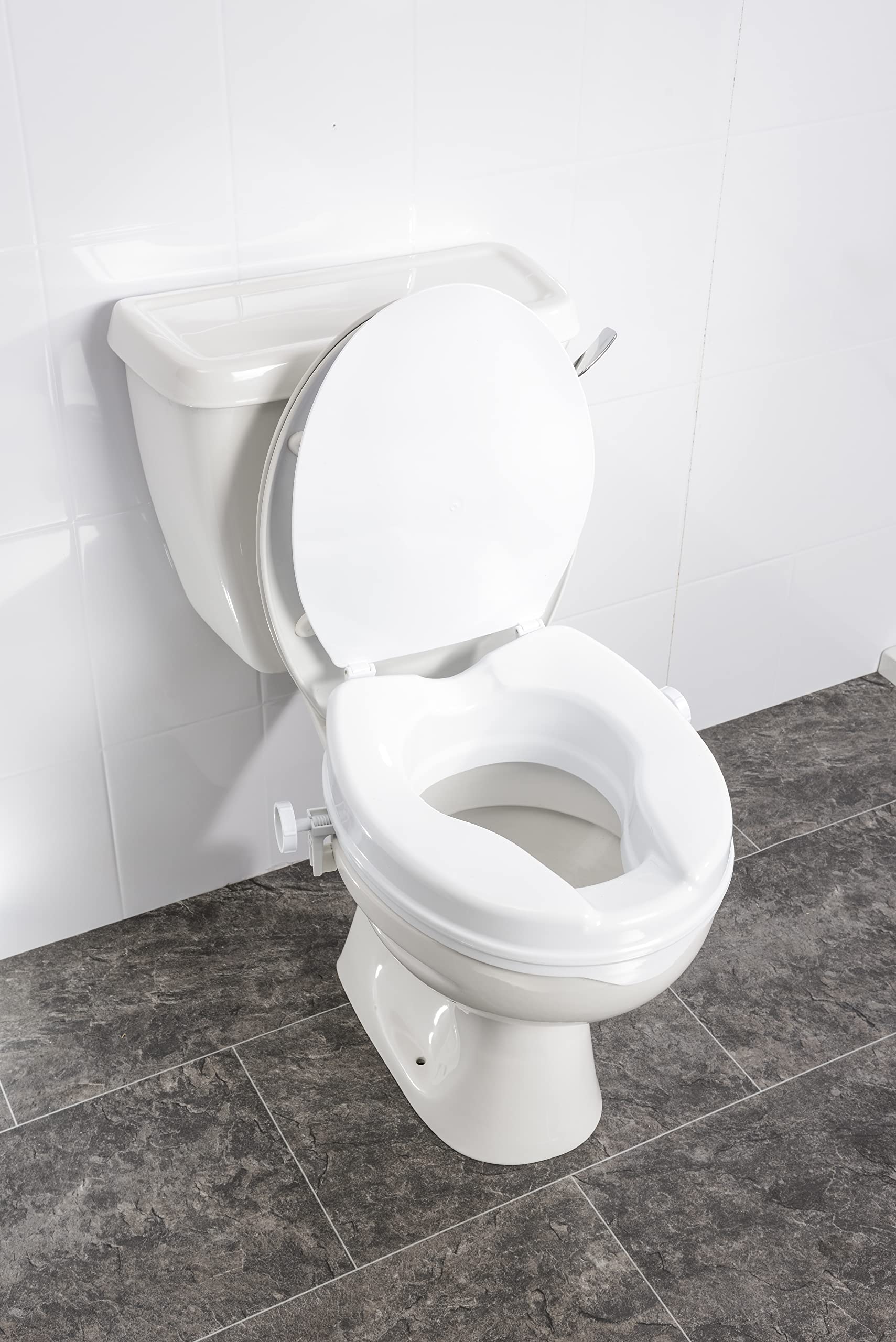 NRS Healthcare 2" (50 mm) Linton podwyższona deska sedesowa z pokrywką, biała