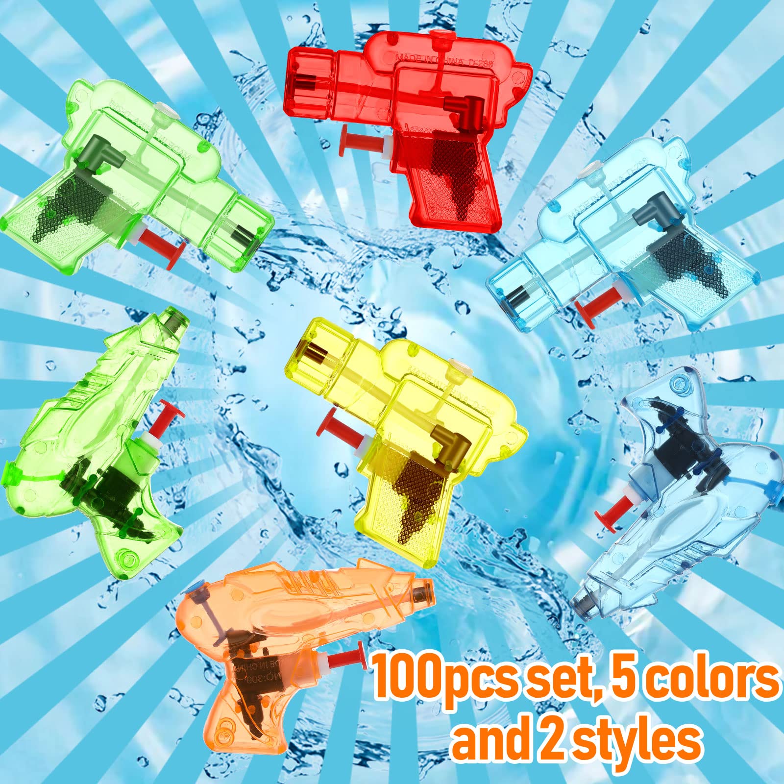 100 Pieces Mini Water Gun Plastic Summer Squirt Toys Small Squirt Guns ...