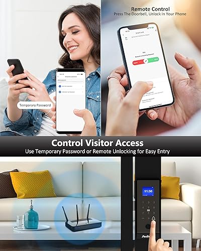 Miniatura 3 de Cerradura de puerta corredera de vidrio LG75TY con aplicación, teclado inteligente de huellas dactilares, pantalla de pasador, cerradura de