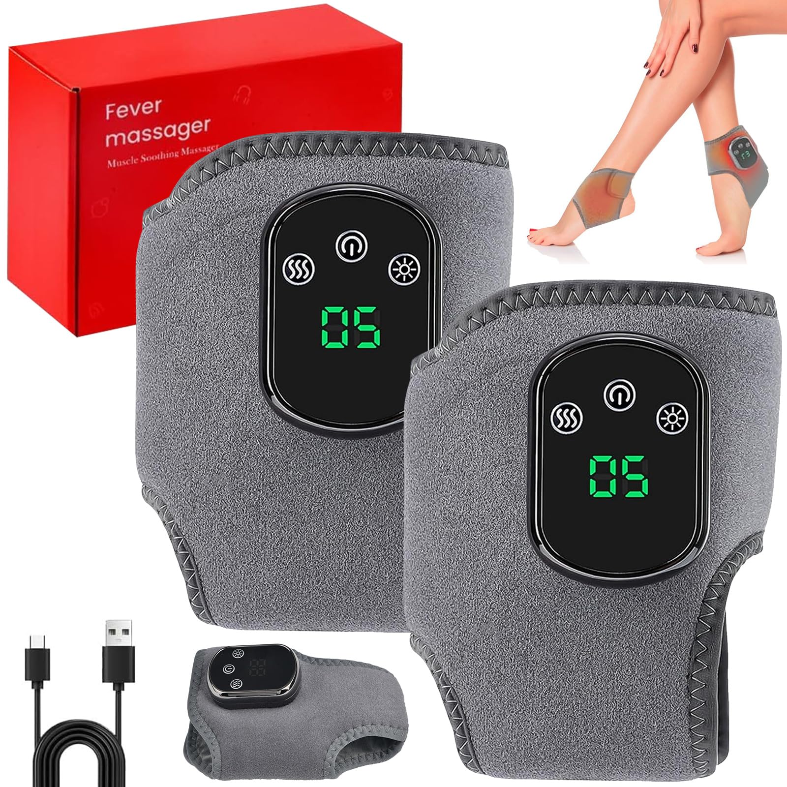 Massaggiatore per piedi, massaggiatore 3 in 1, massaggiatore per piedi, massaggiatore per piedi, massaggiatore senza fili, 3 modalità e 5 livelli di calore, scaldapiedi con massaggiatore per caviglia