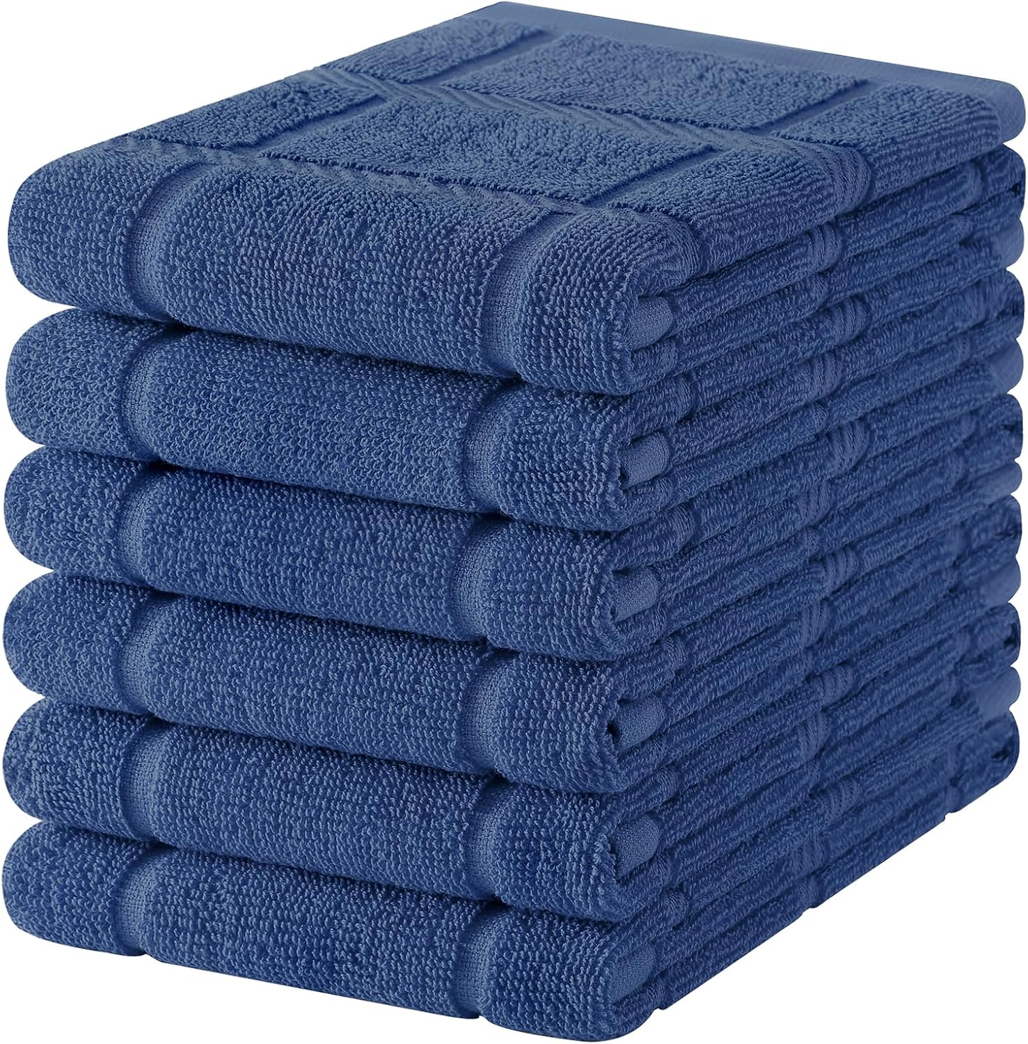 Homaxy Premium Kitchen Towels 18"x28", 6 Pack Large Cotton 380 GSM Dish Towels, Soft and Absorbent Kitchen Hand Towels with Terry Grid Design, Utility Tea Towel Set with Hanging Loop, Navy Blue