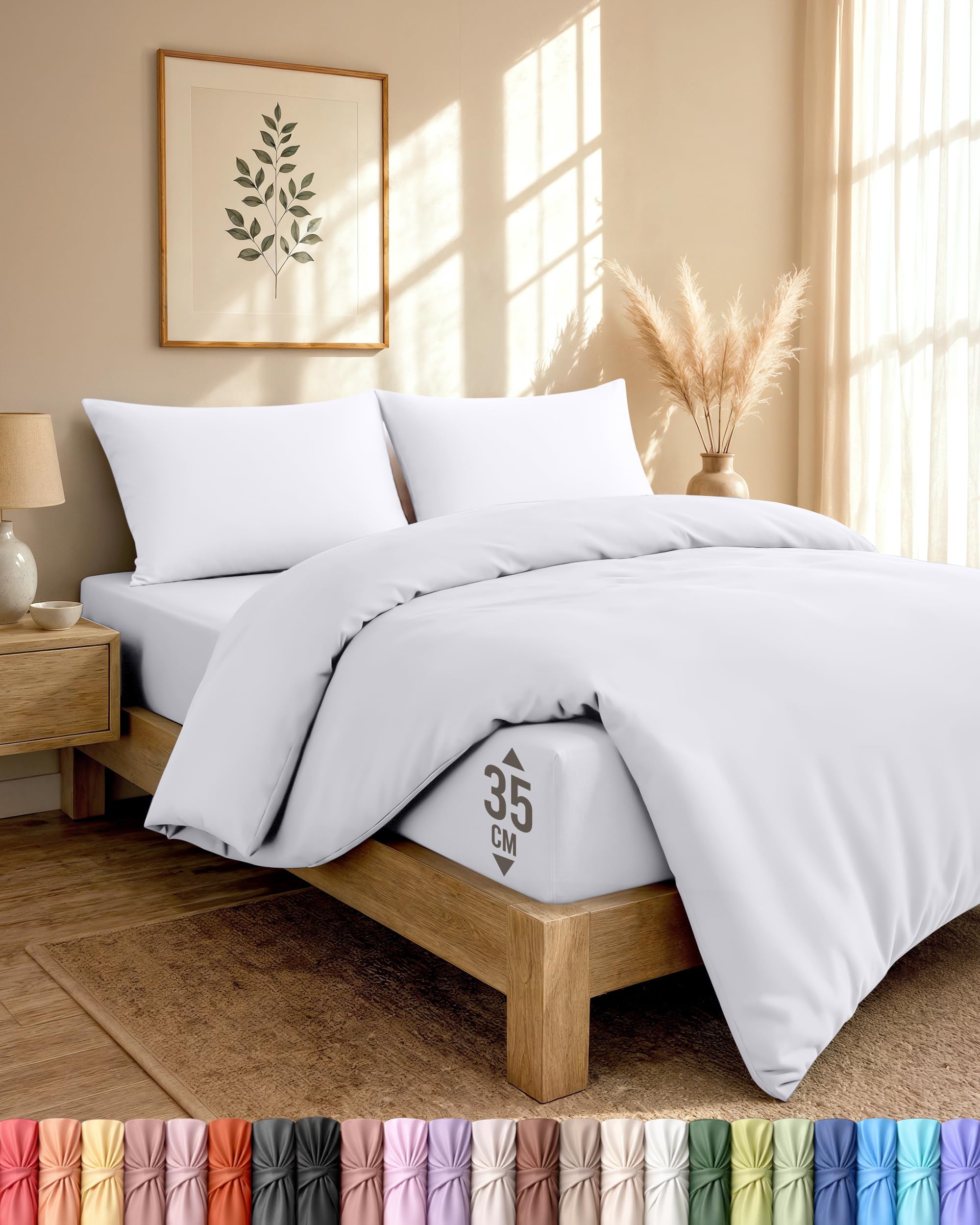 Utopia Bedding 4 Piece Double Bedding Set - Duvet Cover, Fitted Sheet with Pillow cases - Soft Brushed Microfiber (White)