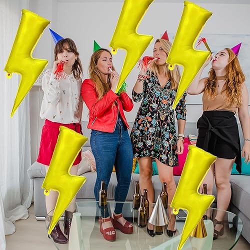 Miniatura 6 de 5 globos de rayo gigantes con forma de relámpago, globos de aluminio para cumpleaños, baby shower, boda, graduación, fiesta, suministros de