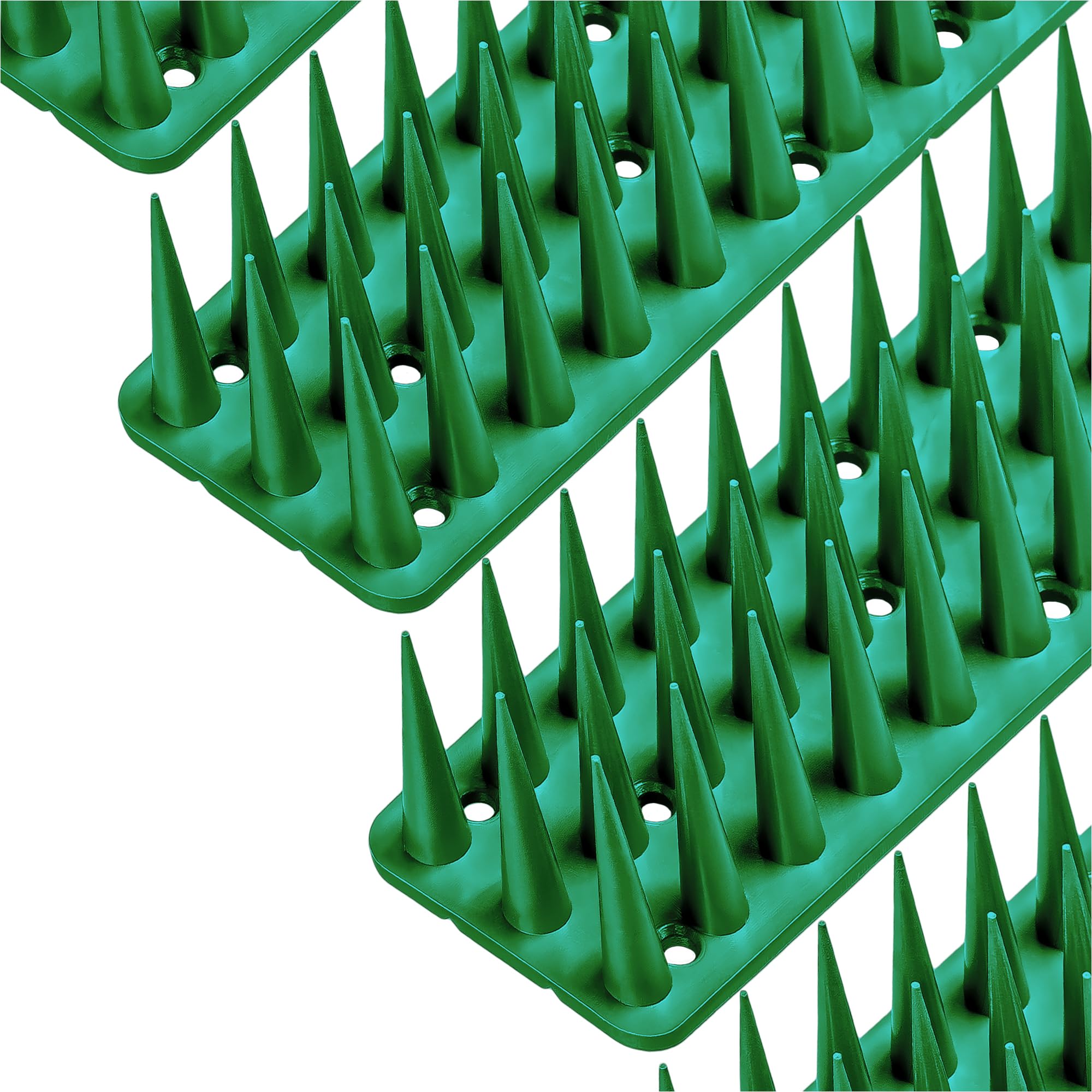 6 Meter Taubenabwehr Spikes (3cm Hoch) – UV-beständiger Kunststoff in Grün, wetterfest, Click-System (12Stück x 50cm), 3-reihig Vogelschutz ideal für Balkon und Fensterbank, schnelle Montage