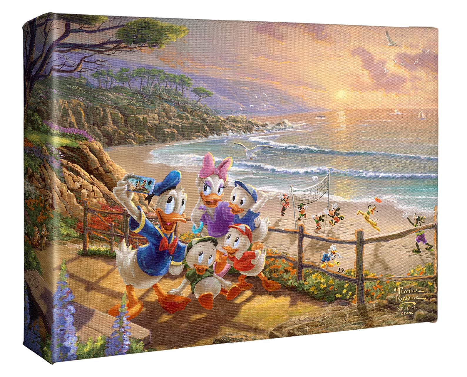 Thomas Kinkade Donald and Daisy A Duck Day Afternoon 8" x 10" Gallery Wrapped Canvas Art | Frameless Room Wall Art | Certificate of Authenticity Included