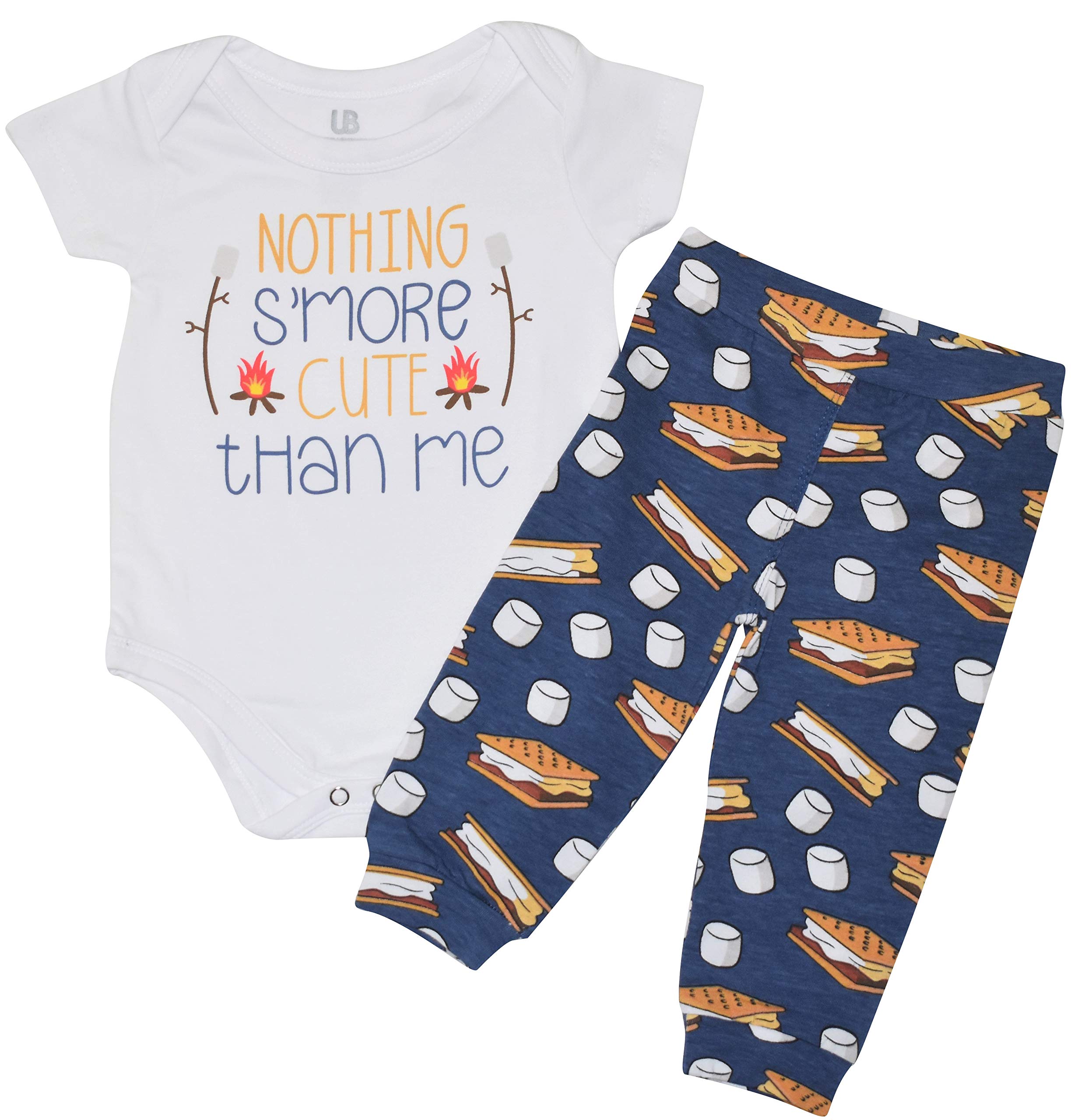 Baby Boys Girls 2pc Outfit Set Short Sleeve Bodysuit with Pants