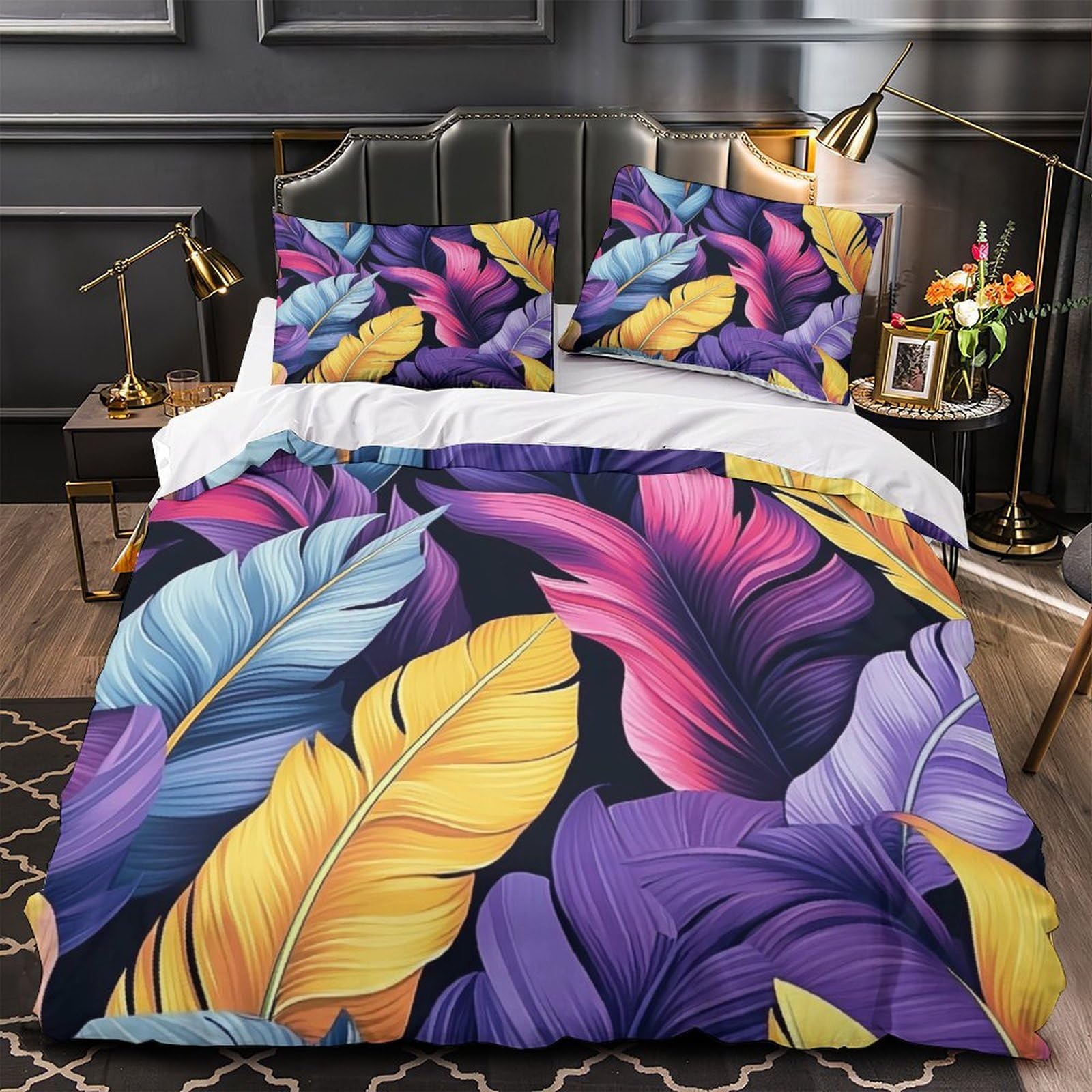 Parure de Lit 260x220 Anti-Plis avec Fermeture Éclair pour Couette Super King