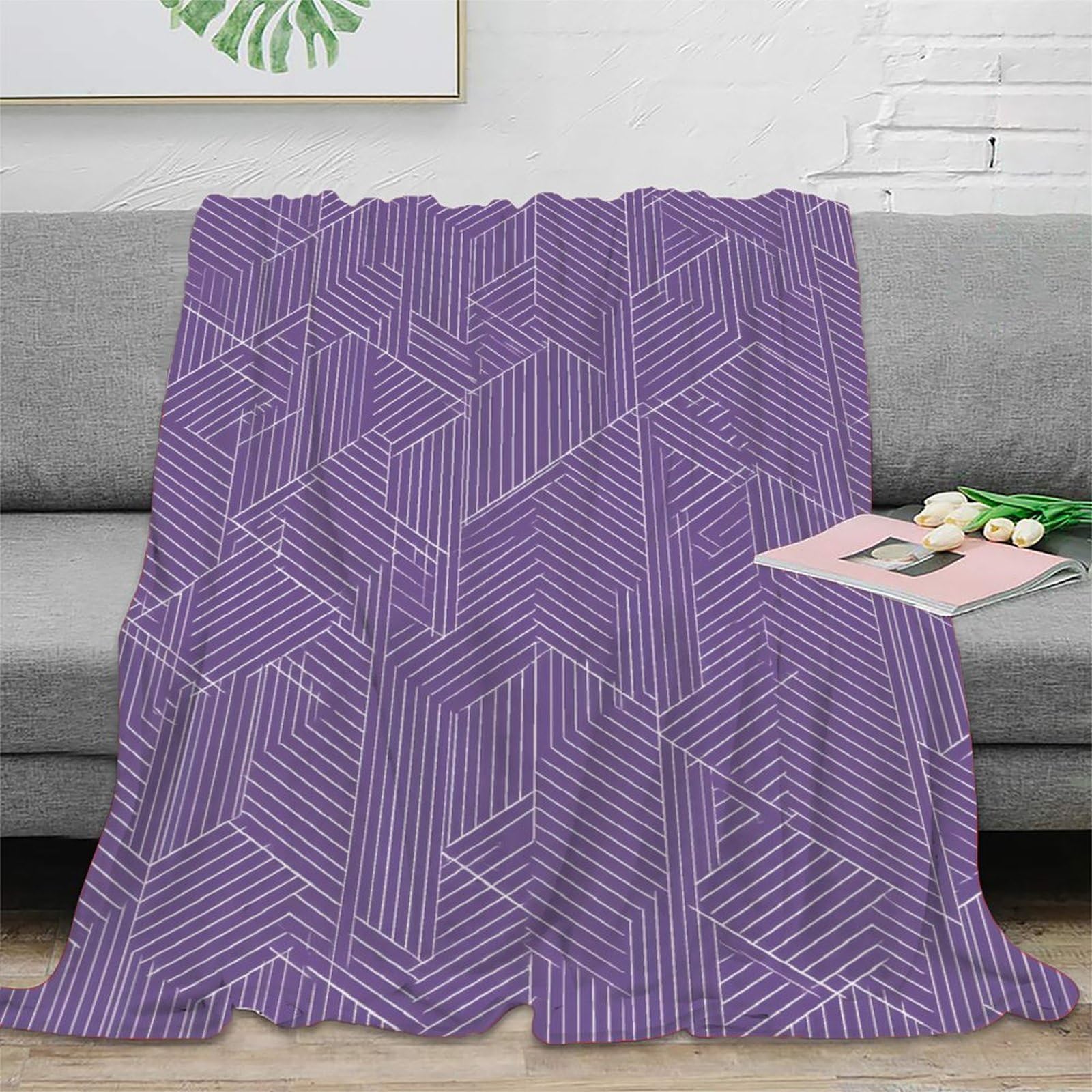 Couverture Moelleuse Microfibre 150x200 Geometric Lines Jeté Canapé