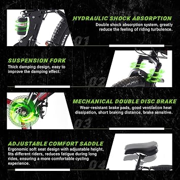 BSTSEL 26 Inch Folding Mountain Bike 3 Spoke Wheels Bicycle,17 Inch Frame Mountain Bicycle - 21 Speeds Disc Brake