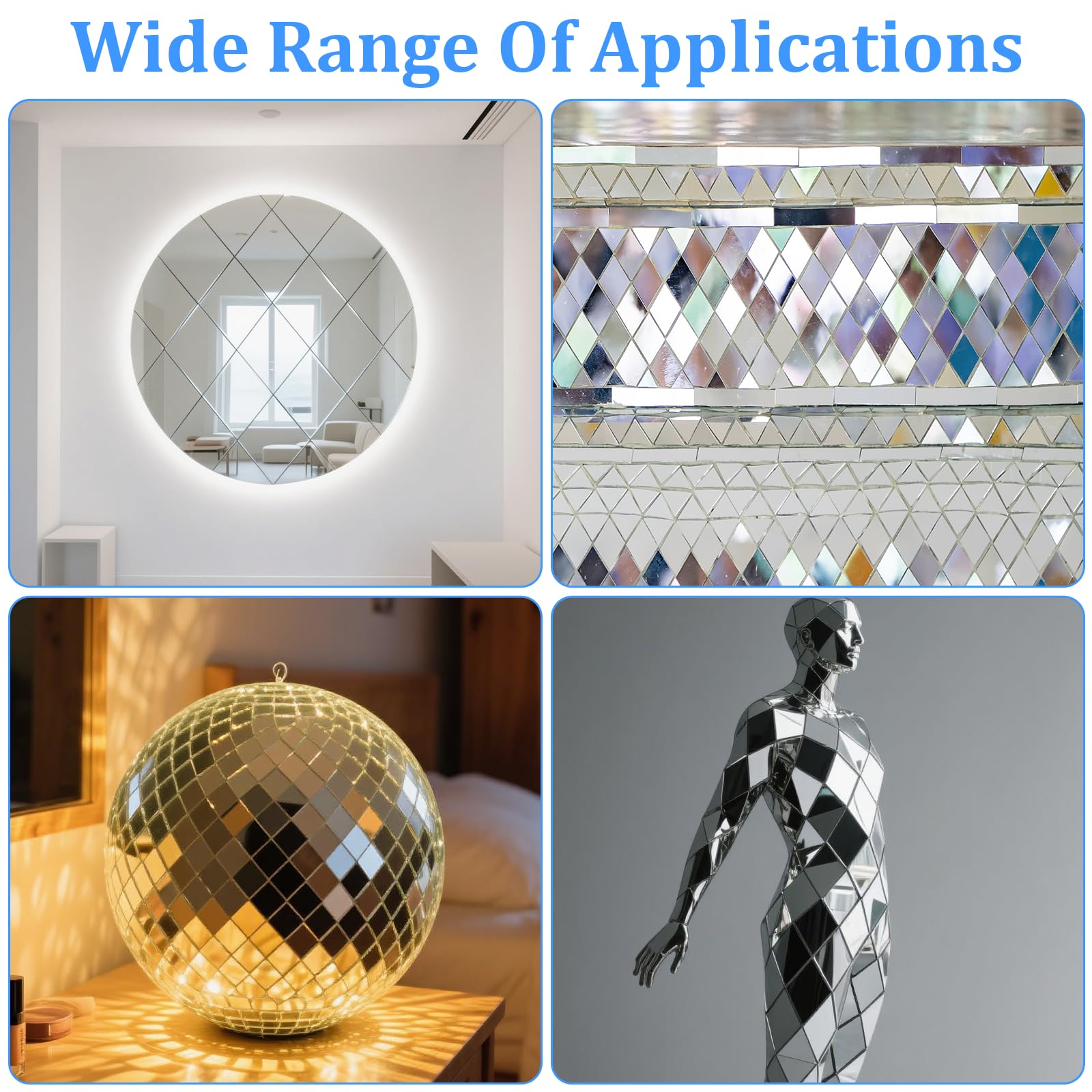 Mosaïque Miroir Effet Disco En Verre Acrylique – Rose Or, Pour Déco Salle De Bain Et Intérieur