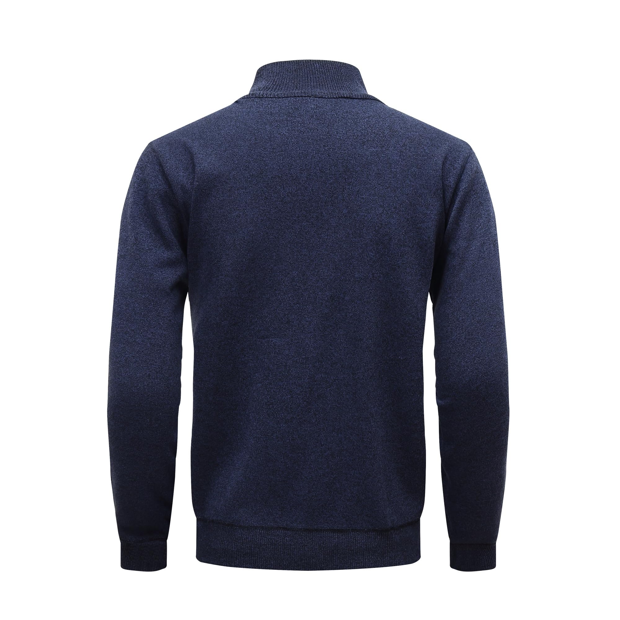 Cárdigan de Punto para Hombre Cálido Chaqueta Cuello Alto Cremallera Forro Polar Slim Fit