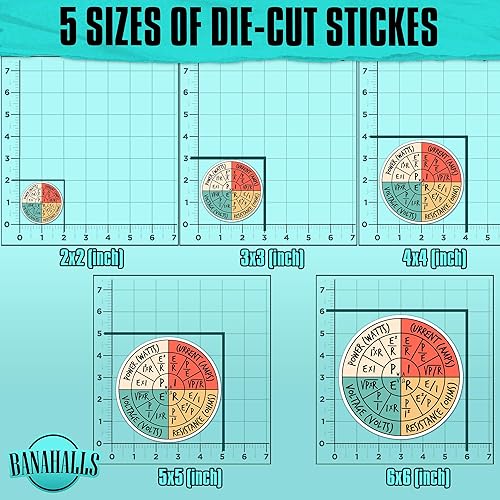 Miniatura 4 de (3 Pcs) Ohms Law Sticker Funny Ohms Law Pie Chart Electrical Electronics Engineer Vintage Decal 2" Waterproof Vinyl Sticker for Water Bottle Laptop