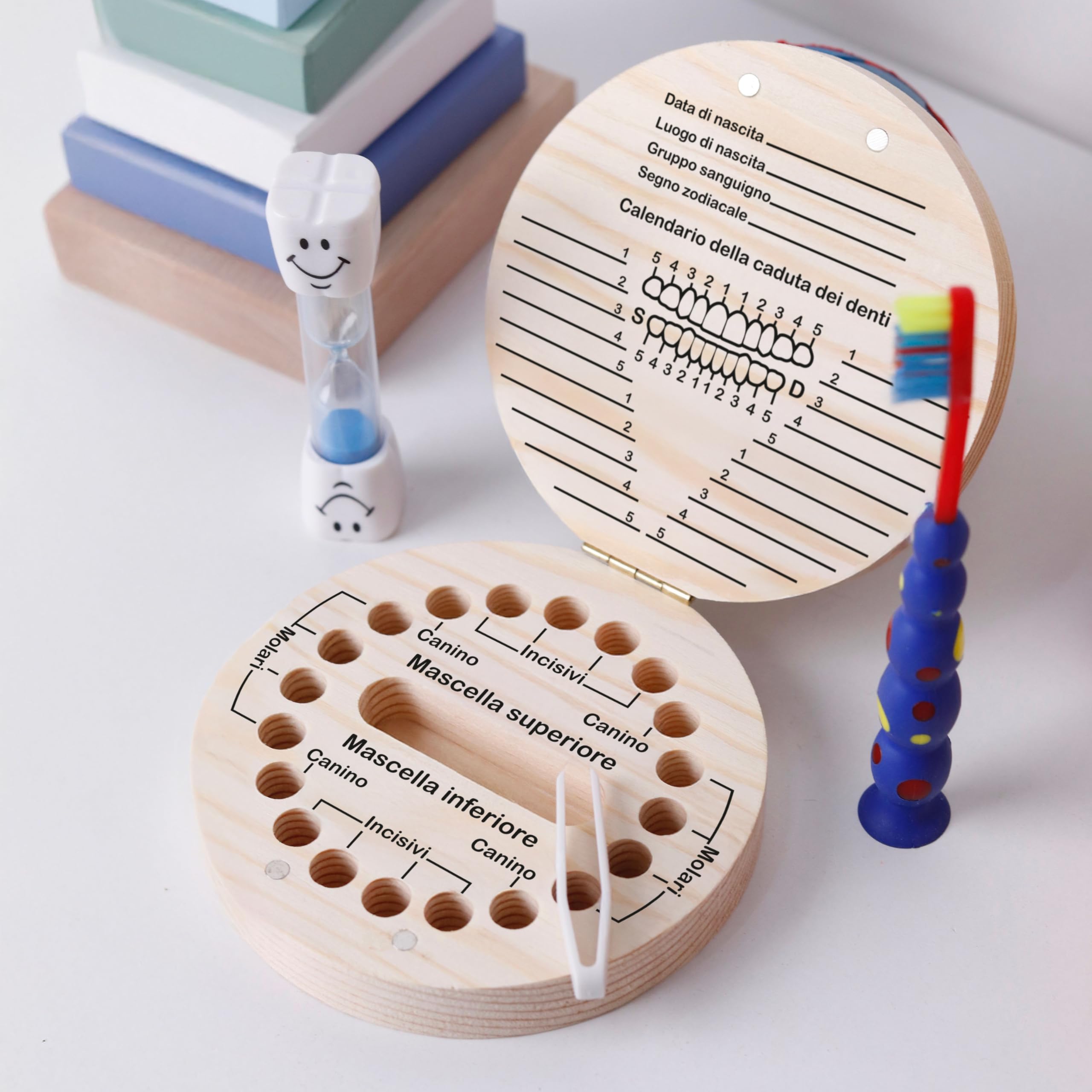 LAUBLUST Scatolina dei dentini personalizzata con nome – Scatola in legno con il topolino dei denti | Regalo per bambini e bambine – Scatola per denti da latte con pinzetta – Ricordo d’infanzia