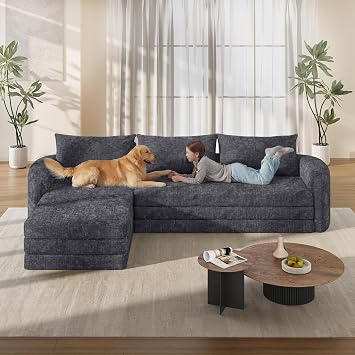 Vesgantti 6 in 1 Convertible Folding Sleeper Sofa Bed, No Assembly, Blue
