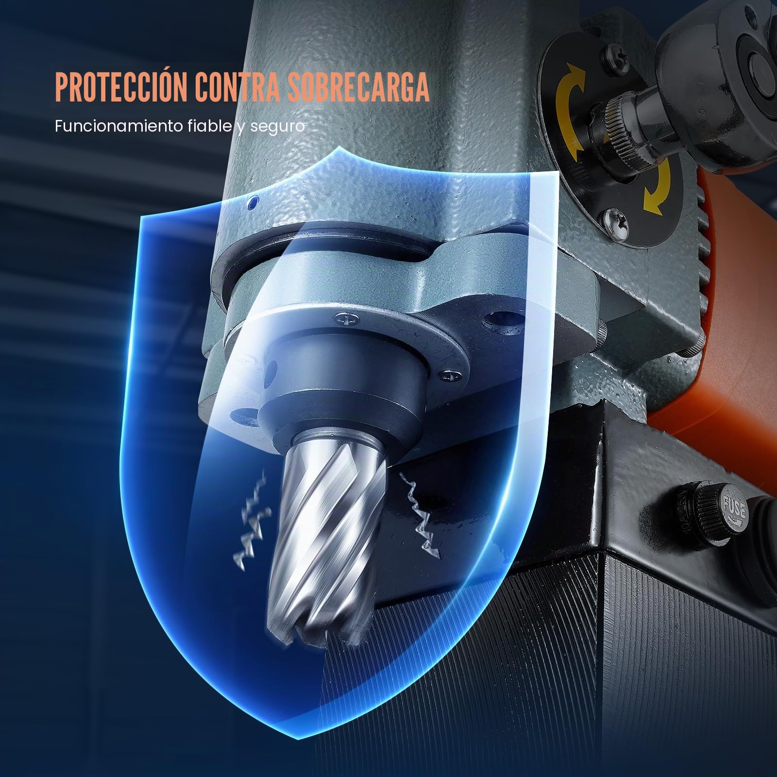 VEVOR Taladro Magnético de Perfil Bajo 1300 W Taladro Magnético Ligero y Portátil con Dispositivo de Enfriamiento y Protección contra Sobrecarga Prensa Magnética para Instalación de Equipos