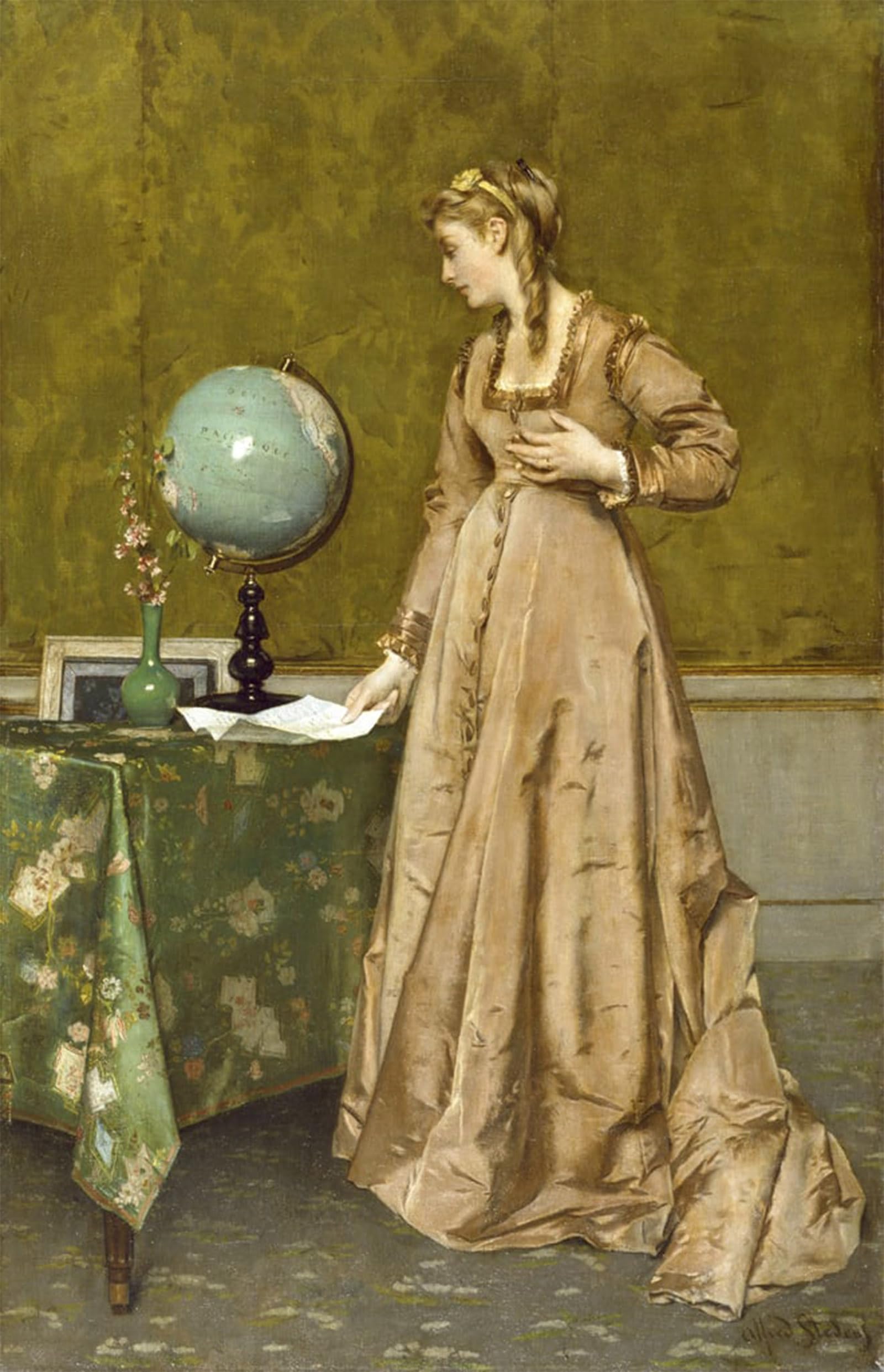 SERENDIPITP Vintage Picture Print on Canvas Wall Art Poster News From Afar by Alfred Emile Stevens Artwork Print Poster for Wall Decor 60x90cm