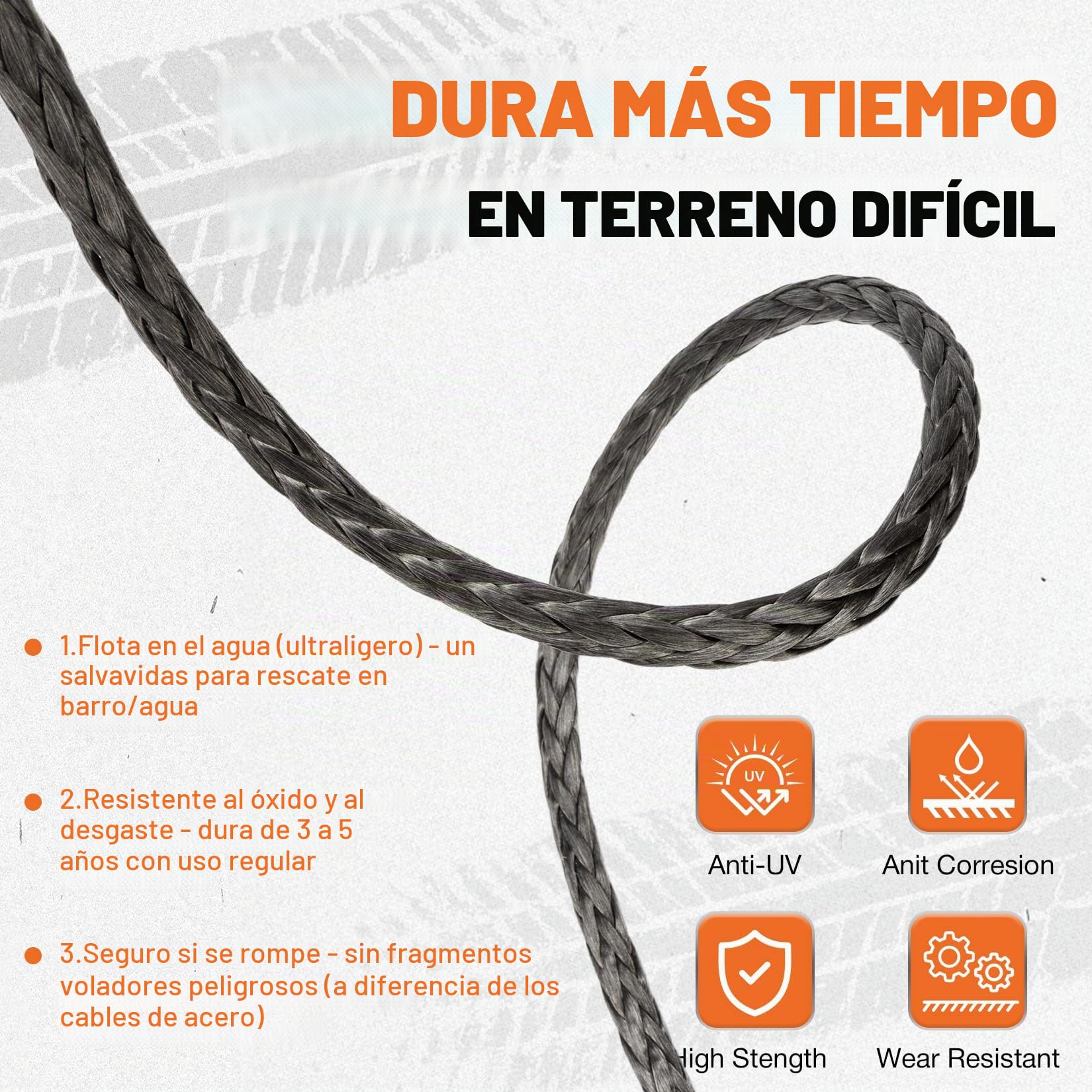 SHALL Correas y Cuerdas de Remolque, Cuerda sintética para cabrestante de 12 mm x 28 m de Largo, 16 toneladas (35500 LB), Funda Protectora, Gancho Forjado para cabrestante y Correa de Seguridad