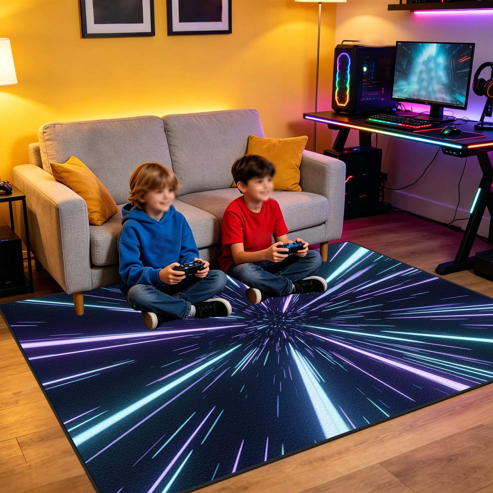 Mata do zabawy do pokoju chłopięcego, 150 x 210 cm, mata dla graczy, do pokoju młodzieżowego, dla dzieci, dorosłych, mata do gier, do salonu, sypialni, pokoju zabaw