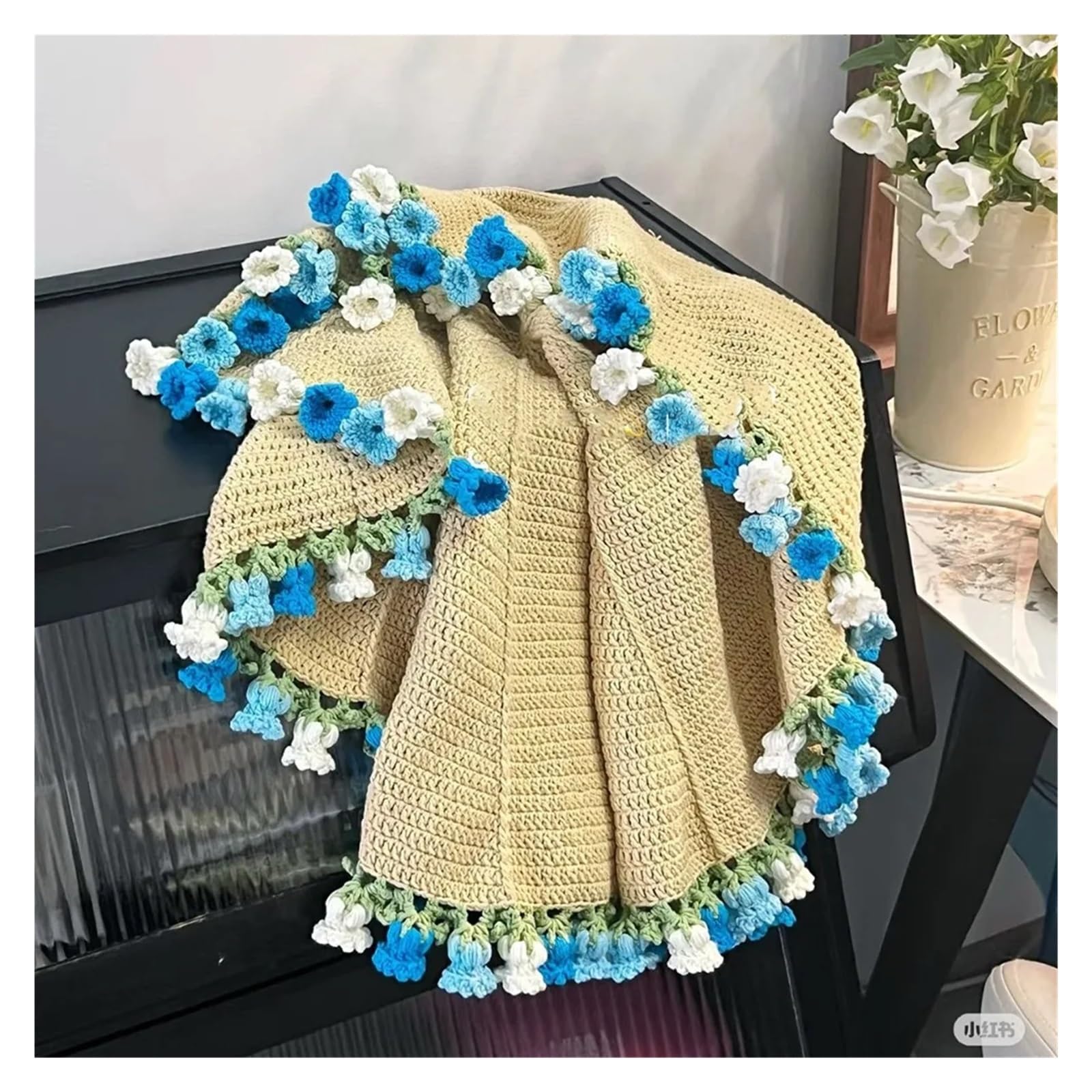 TRRYUIP Bouquet Blanket 1PC Crochet Rose Bouquet Blanket Finished Flower Sunflower Carnation DIY Craft Artificial Knitted(Color 3)