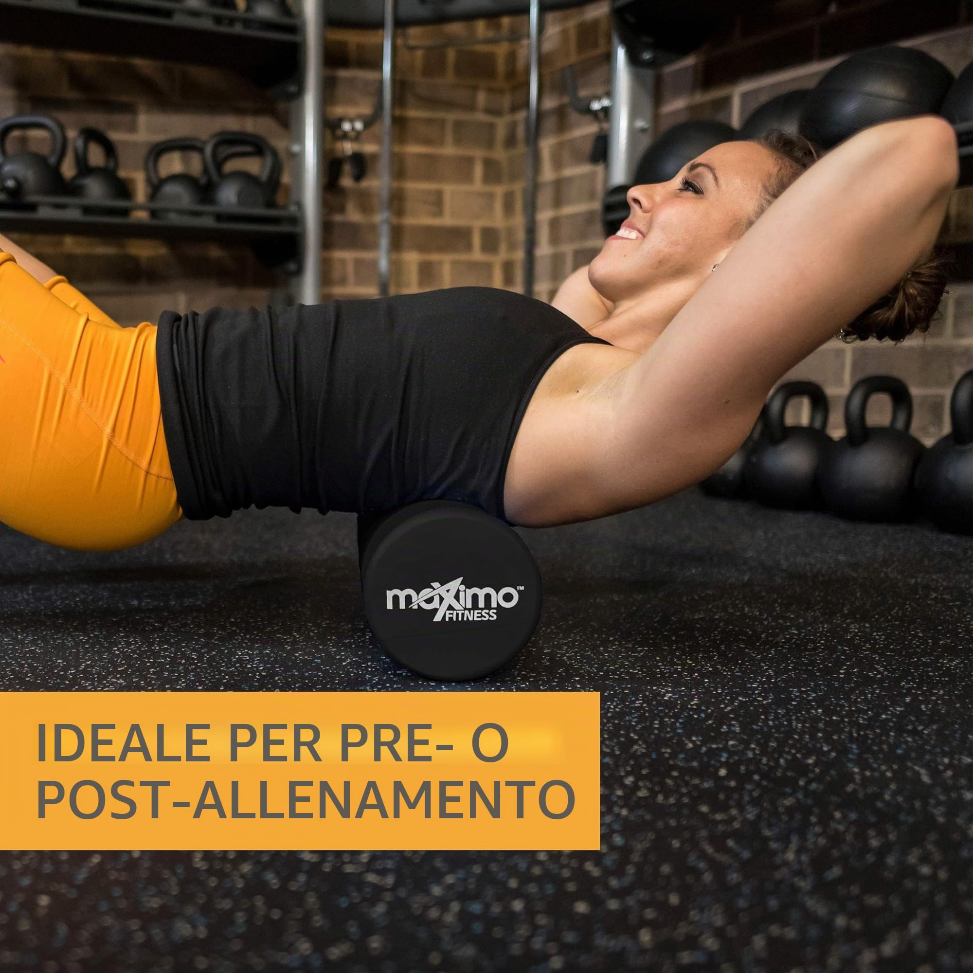 Maximo Fitness Rullo fasciale per colonna vertebrale e schiena, gambe, braccia (45 x 15 cm) – Rullo massaggiante medio duro per yoga, pilates, rigenerazione dopo sport