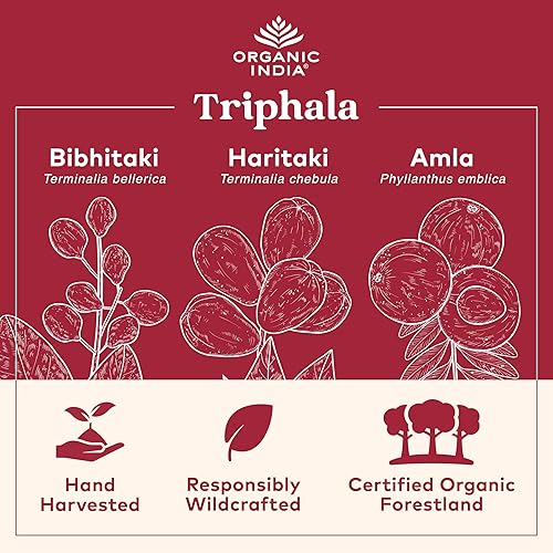 Miniatura 2 de Organic India Triphala - Suplemento de hierbas  Apoyo para la digestión y el colon apoyo del sistema inmunológico adaptógeno denso en nutrientes