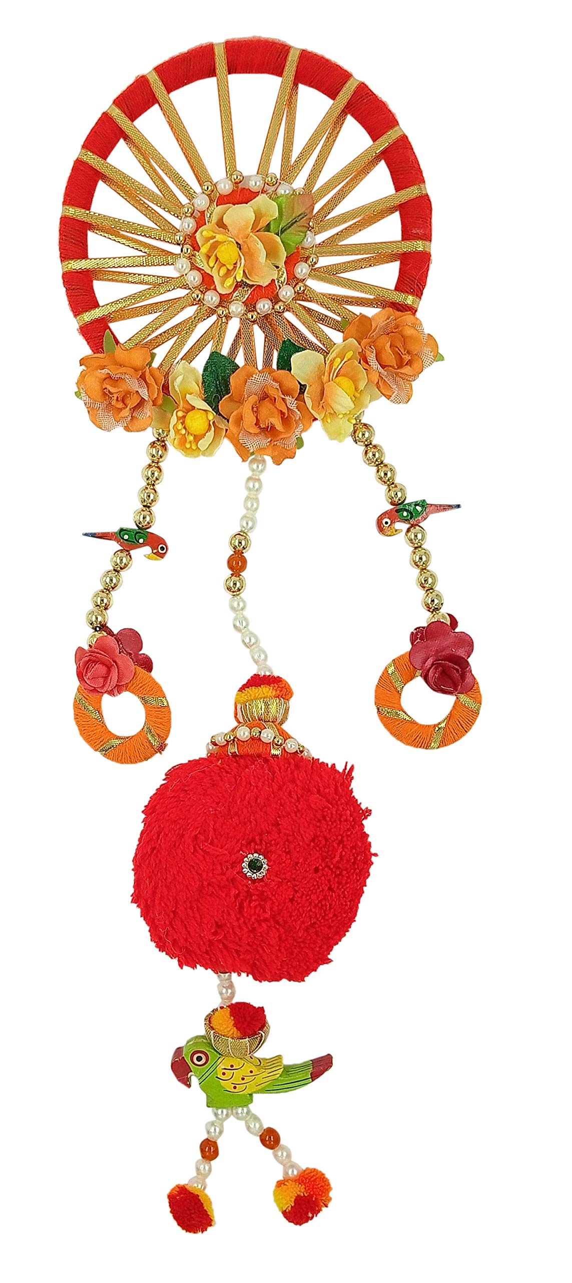 Vakra Handmade Fabric Chakra Parrot Wall Hanging (43.18 cm x 12.7 cm x 8.89 cm) Vakra-41