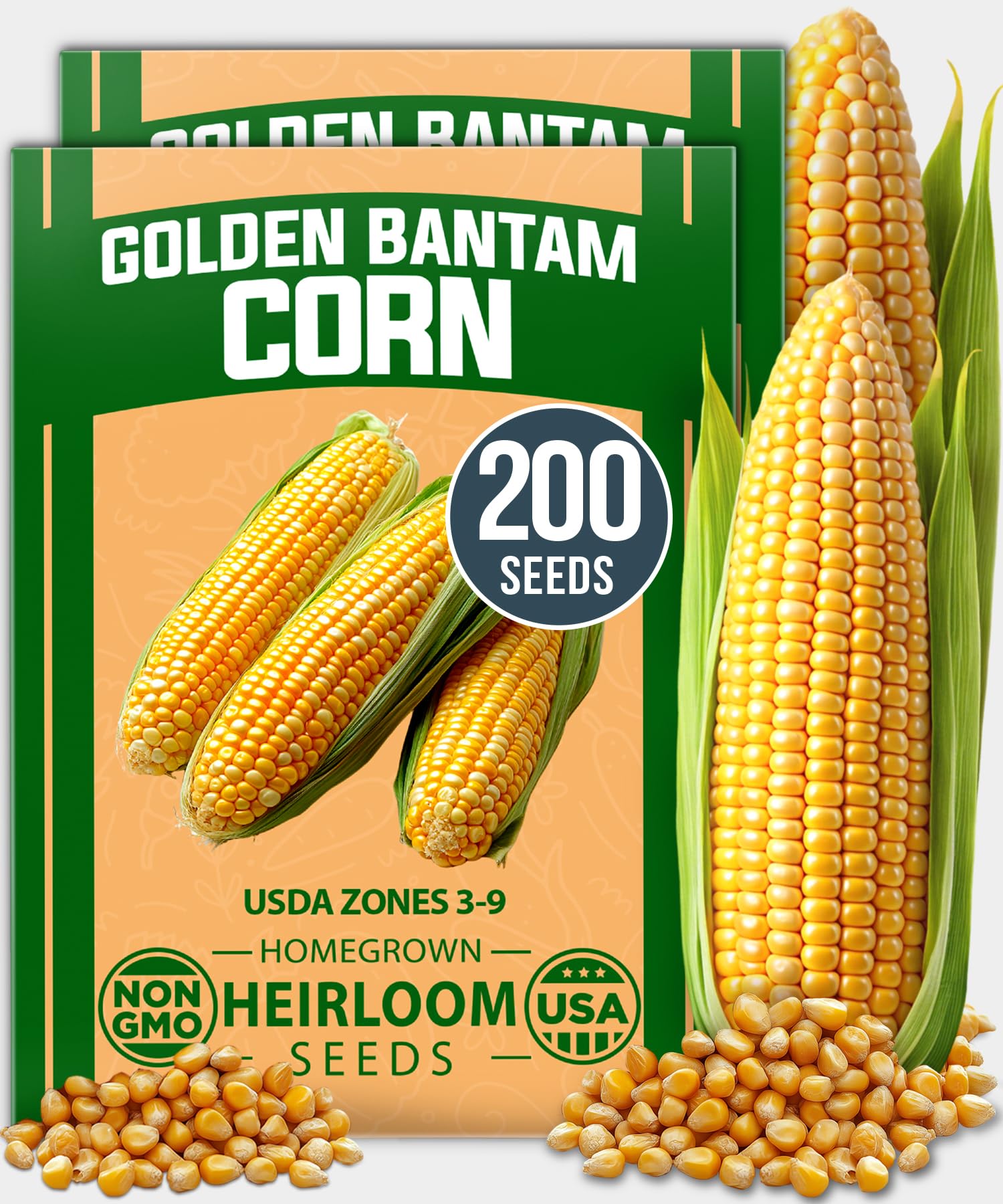 HOME GROWN Golden Bantam Sweet Corn Seeds, 200+ Seeds, Zea mays