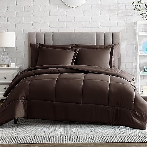 American Home Collection Juego de edredón microfibra ultra suave alternativa de plumón extra cálido juego de 3 piezas con 1 edredón y 2 fundas de