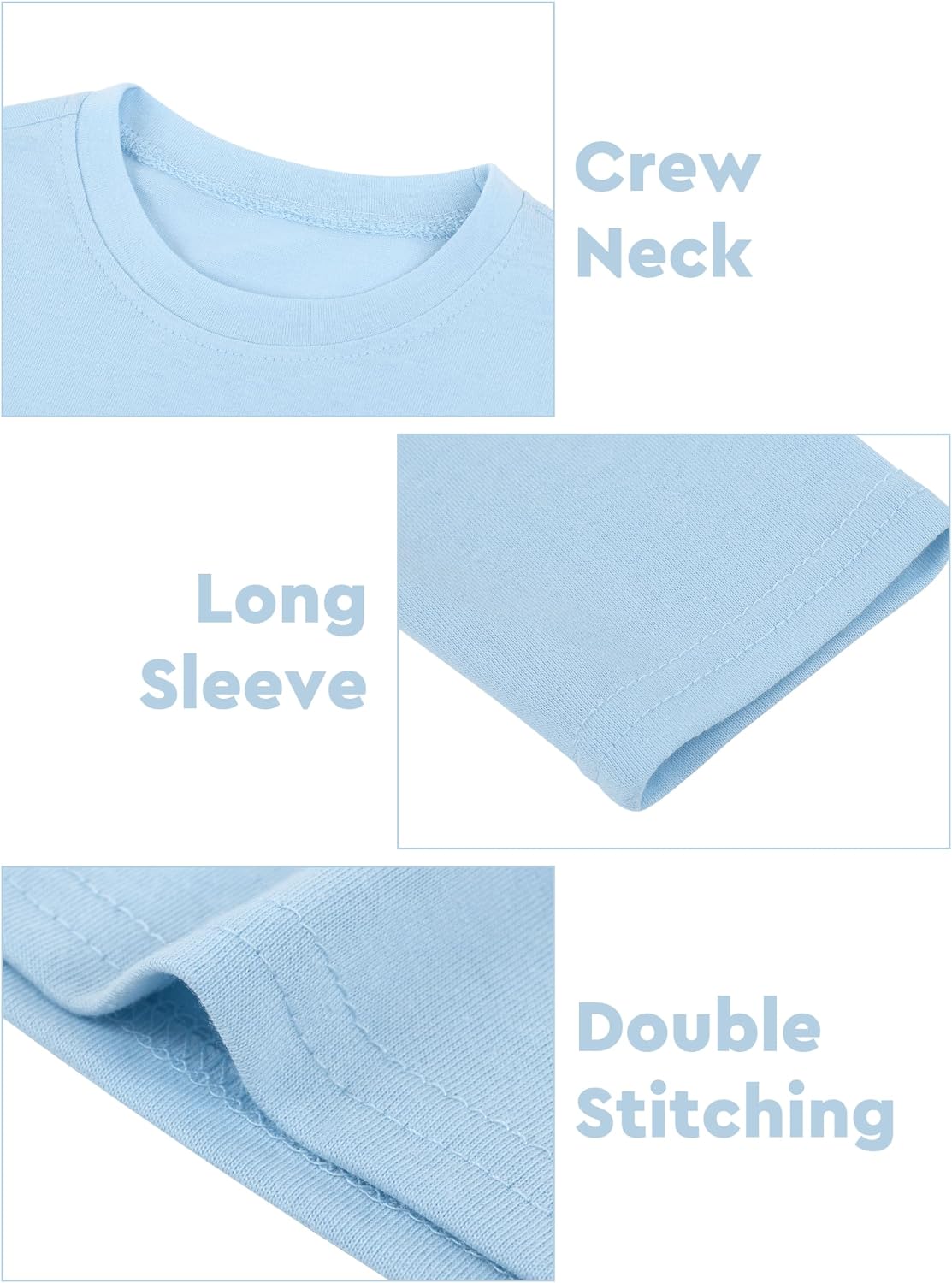 Cooraby 5 Pack Toddlers Boys' Long Sleeve Shirts Pullover Solid Crewneck Tops for Toddler Baby Boys Basic Long-Sleeve Tees