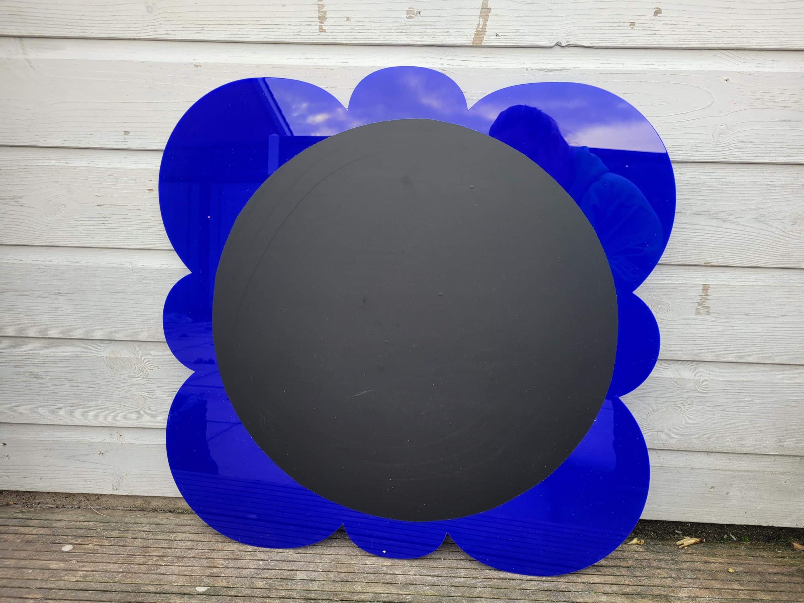 Large Acrylic Flower Shaped Garden Chalkboard - Blue