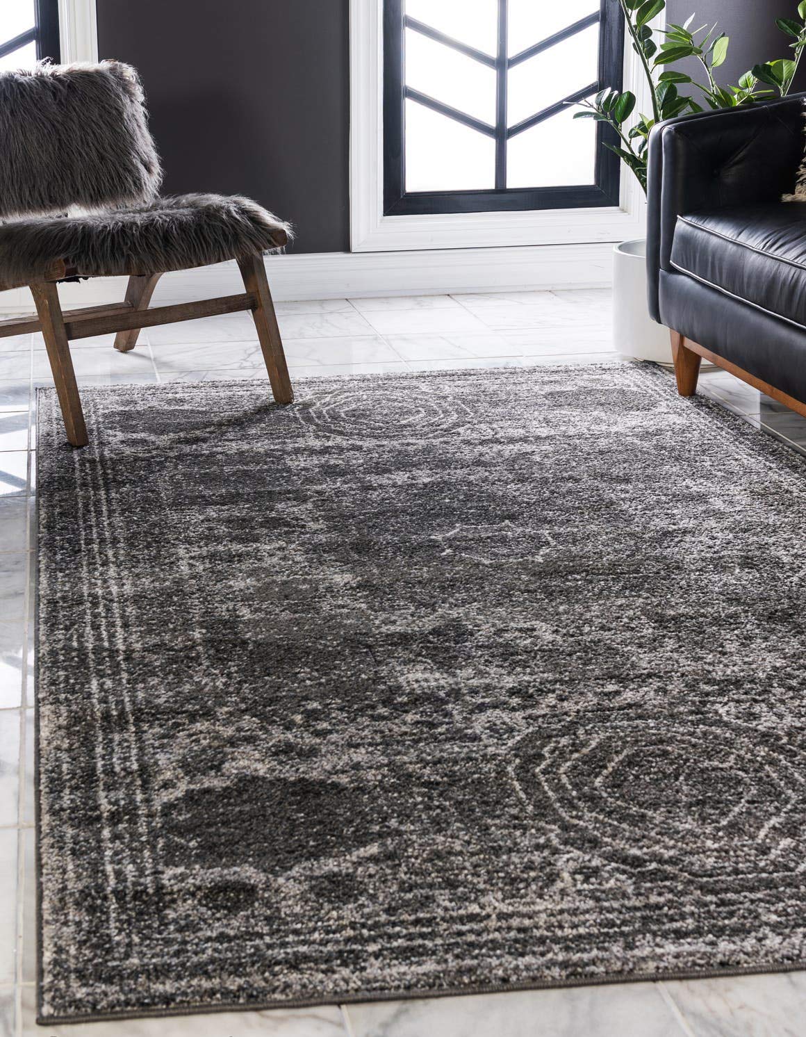 Unique Loom Bromley Collection Area Rug - Wells (4' 1" x 6' 1" Rectangle, Dark Gray/ Gray)