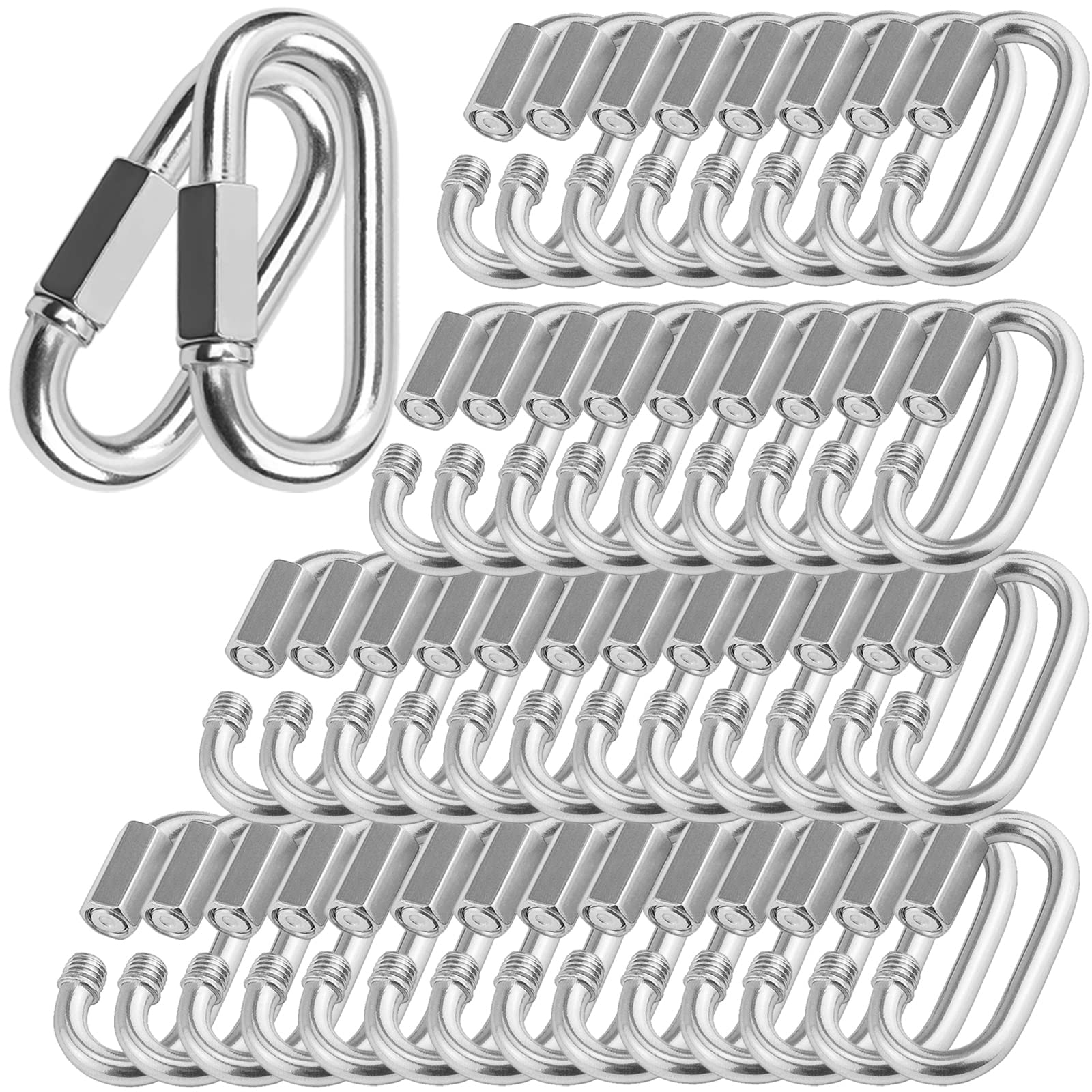 Quick Links, Chain Links Connector, 620lbs Capacity Heavy Duty Carabiner Clips, Galvanized Thread Quick Link Hardware for Safety Chain Swing Gym Hammock, Screw Lock Oval Locking Carabiner