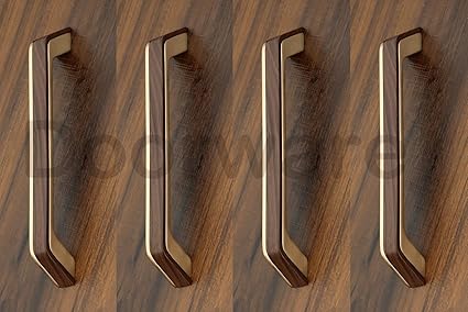 Doorware Premium Rose Gold Wooden Finish Quality Stainless Steel Cabinet Door Handle Size 160 MM 4 Pcs Handle: