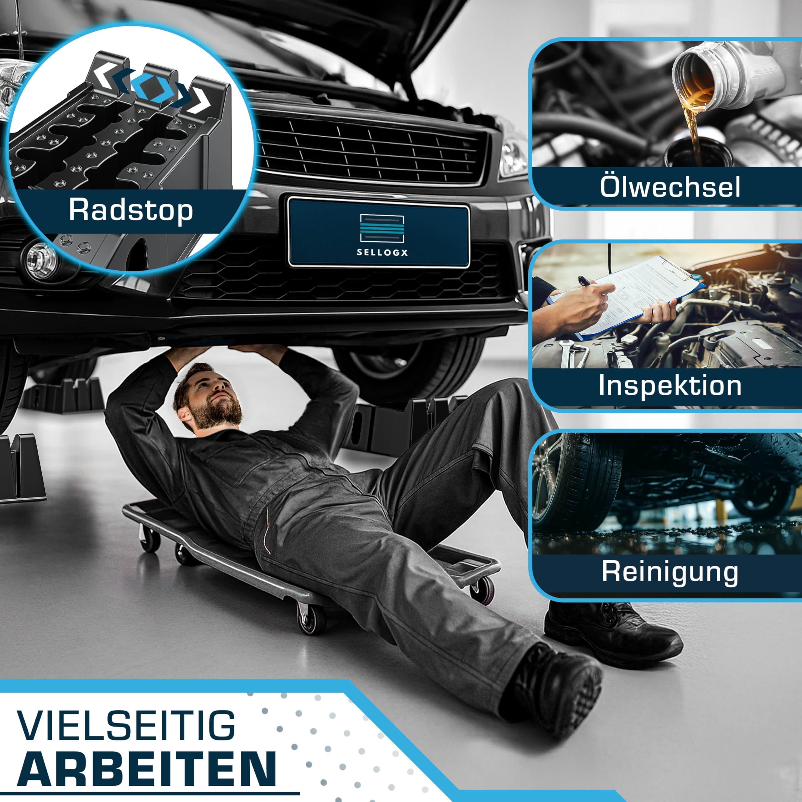 Auffahrrampe PKW 2er Set | Hochbelastbare Auto Rampe bis 5 T | Auffahrhilfe & Einfahrt Rampe rutschfest für Wohnmobil, Anhänger, Garage, Werkstatt, Ölwechsel und Reparatur