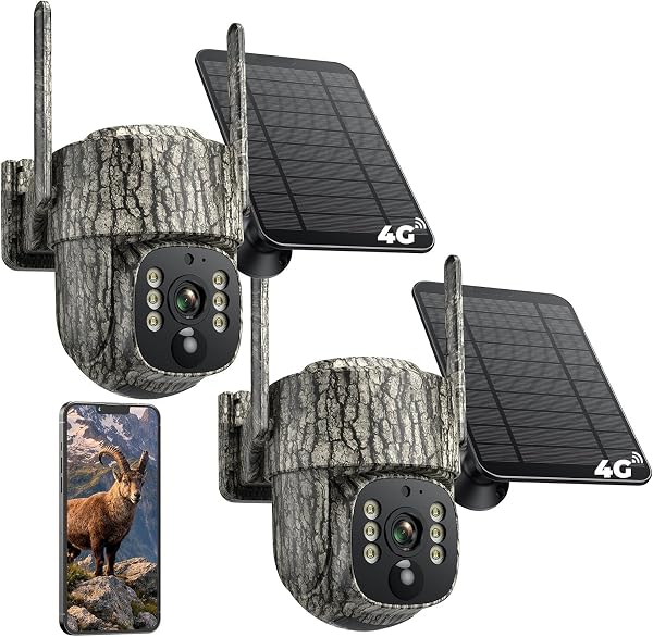4G LTE Cellular Trail Camera 2 Pack, Human Auto Tracking with 2,5K HD Live