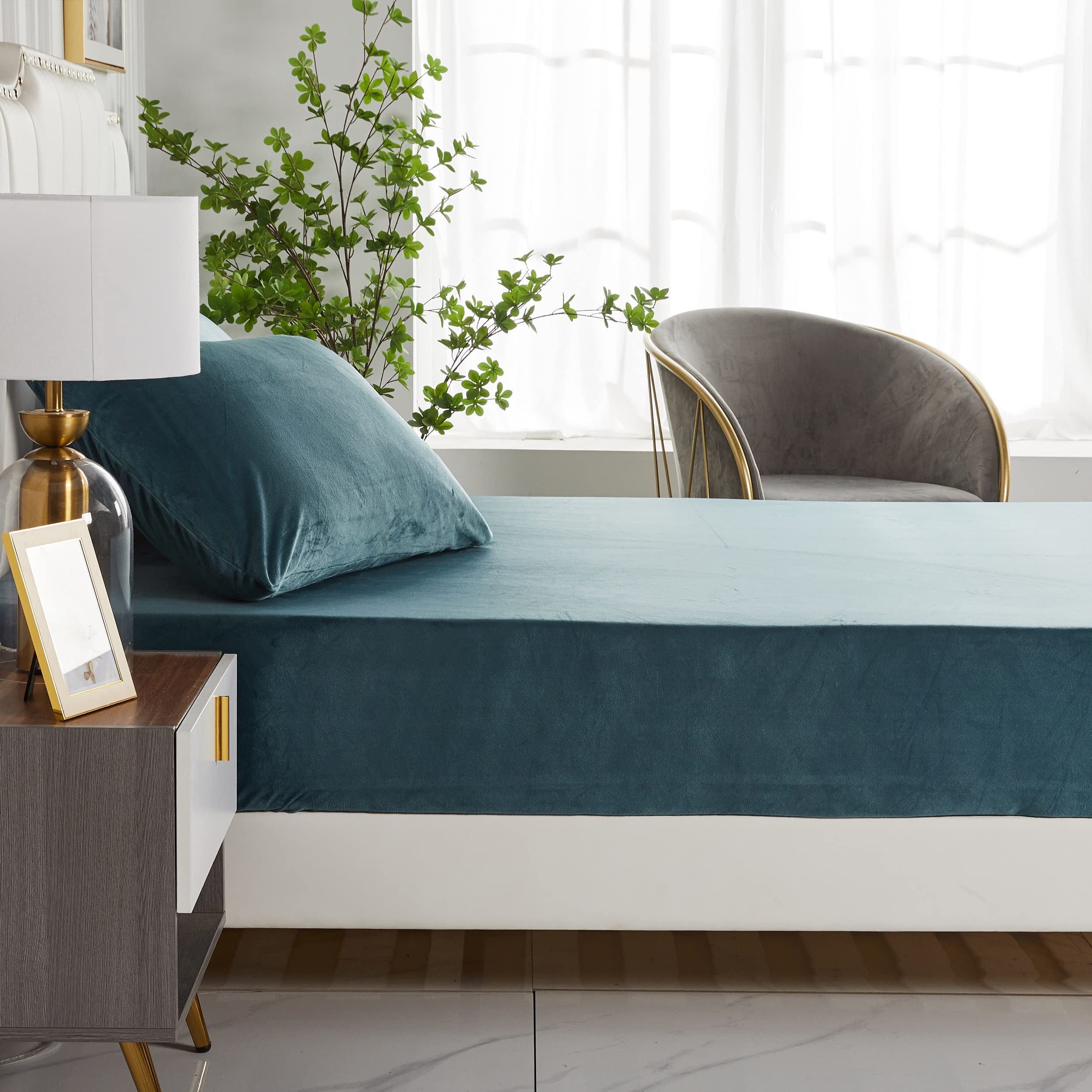 Drap housse 180 x 200 x 30 cm double gaze de coton gris - PEPA 4
