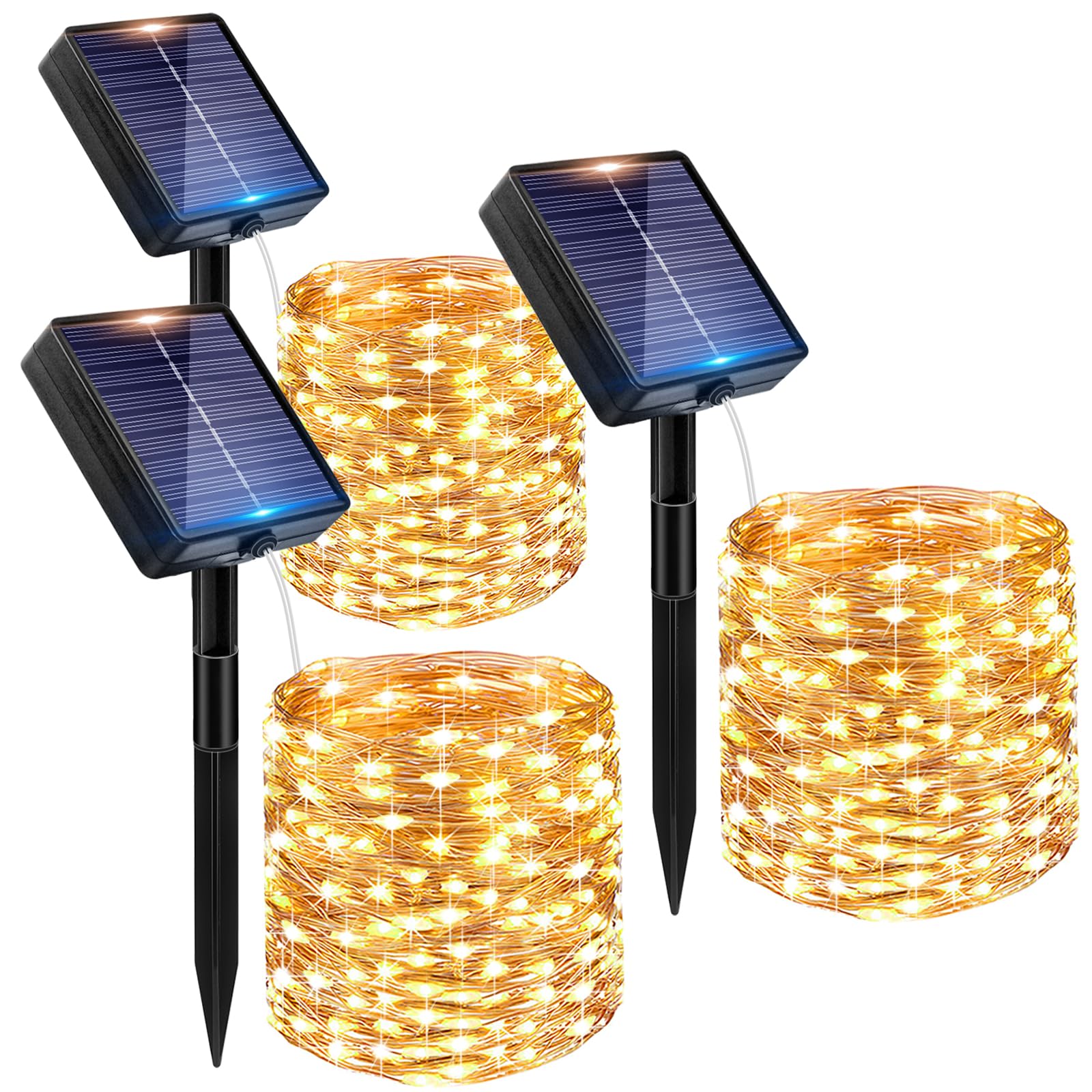Peasur 3 Pack Solar Lights Outdoor Garden String, Total 36M/118FT 360 LED Solar Fairy Lights Outdoor Waterproof IP65, 8 Modes Copper Wire Solar Tree Lights for Yard Patio Party Christmas, Warm White