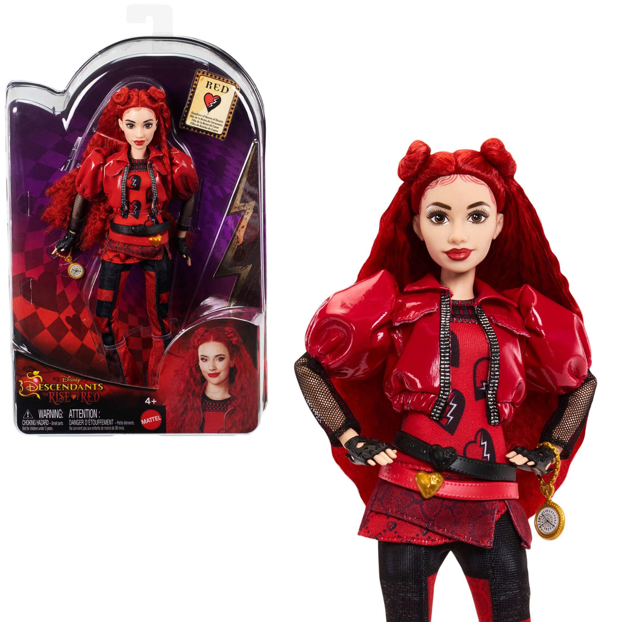MattelDisney Descendants: The Rise of Red Fashion Doll & Accessory Red, Daughter of Queen of Hearts with Movie-Inspired Clothes & Pocket Watch, HWT93