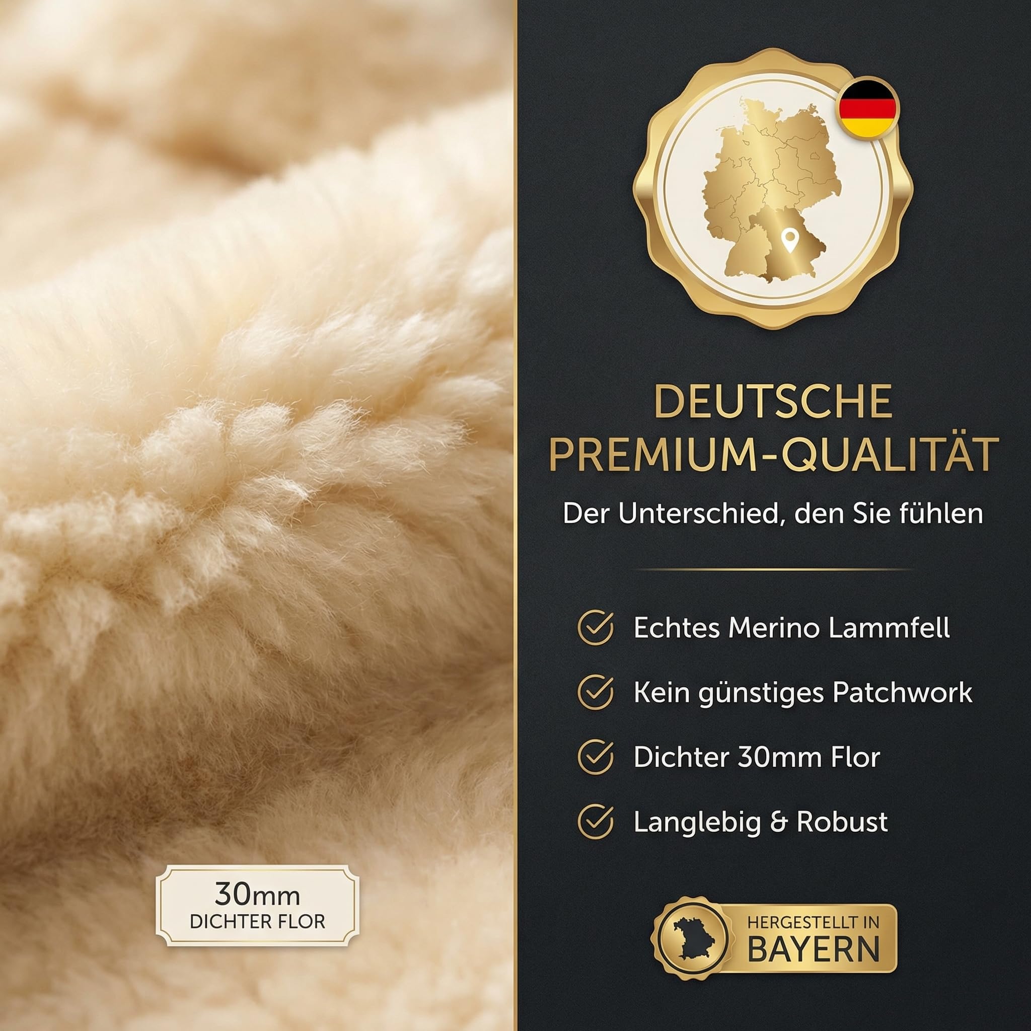 LANABEST Lammfell Fußsack Winterfußsack für Buggy und Kinderwagen schwarz Merino